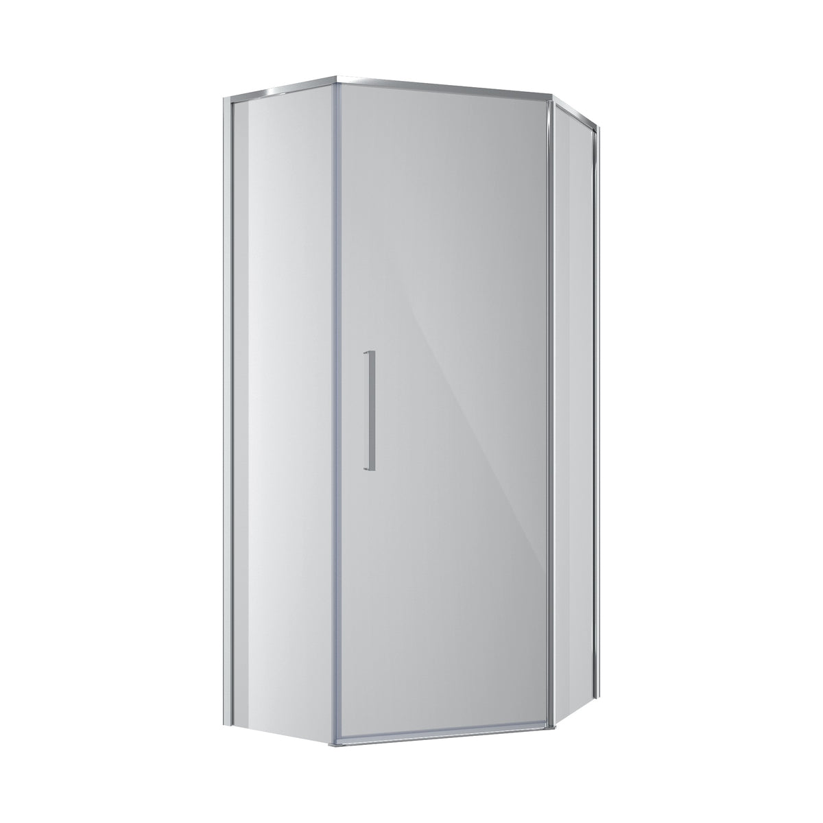 KS90PAC Kvadro Star pentagonal shower enclosure chrome 900x900x1950, 6mm clear glass (pivot doors)