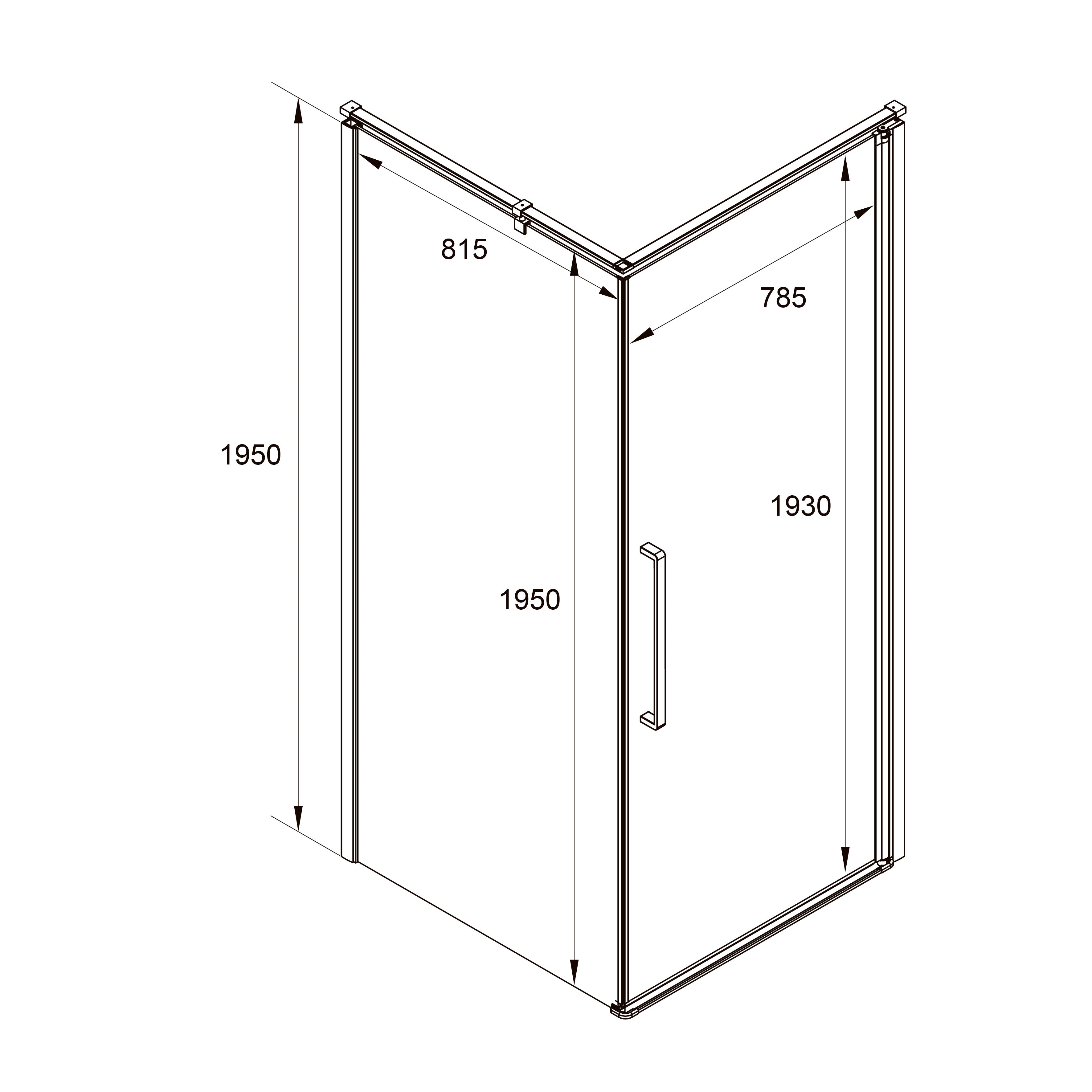 AQP90CC Aqua Pro square shower enclosure chrome 900x900x1950, 6mm clear glass (pivot doors)