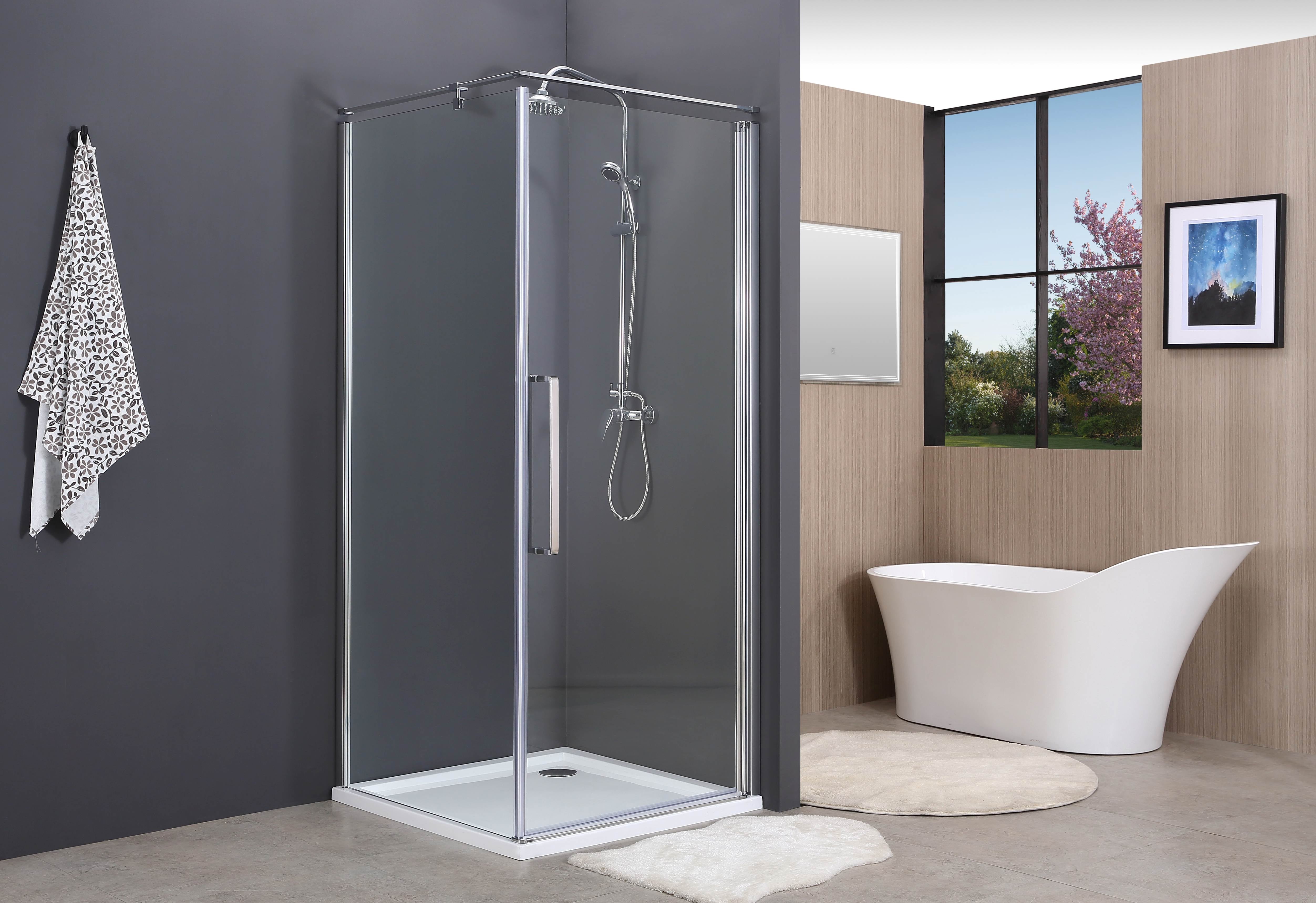 AQP90CC Sprchový kout čtvercový Aqua Pro Chrome 900x900x1950 sklo 6mm clear (otevírací dveře)