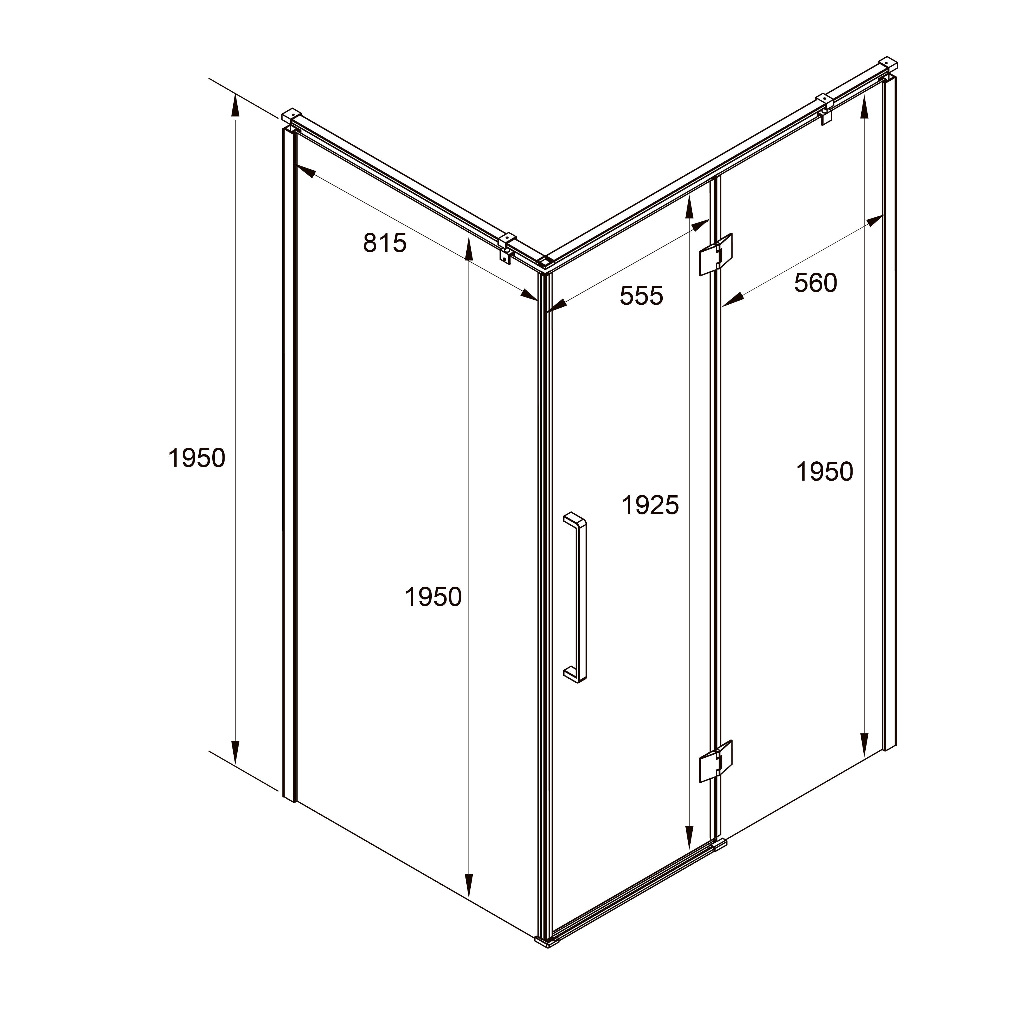 AQP120CC Cabina de ducha rectangular Aqua Pro Cromo 1200x900x1950, cristal 6mm clear (puertas abatibles)