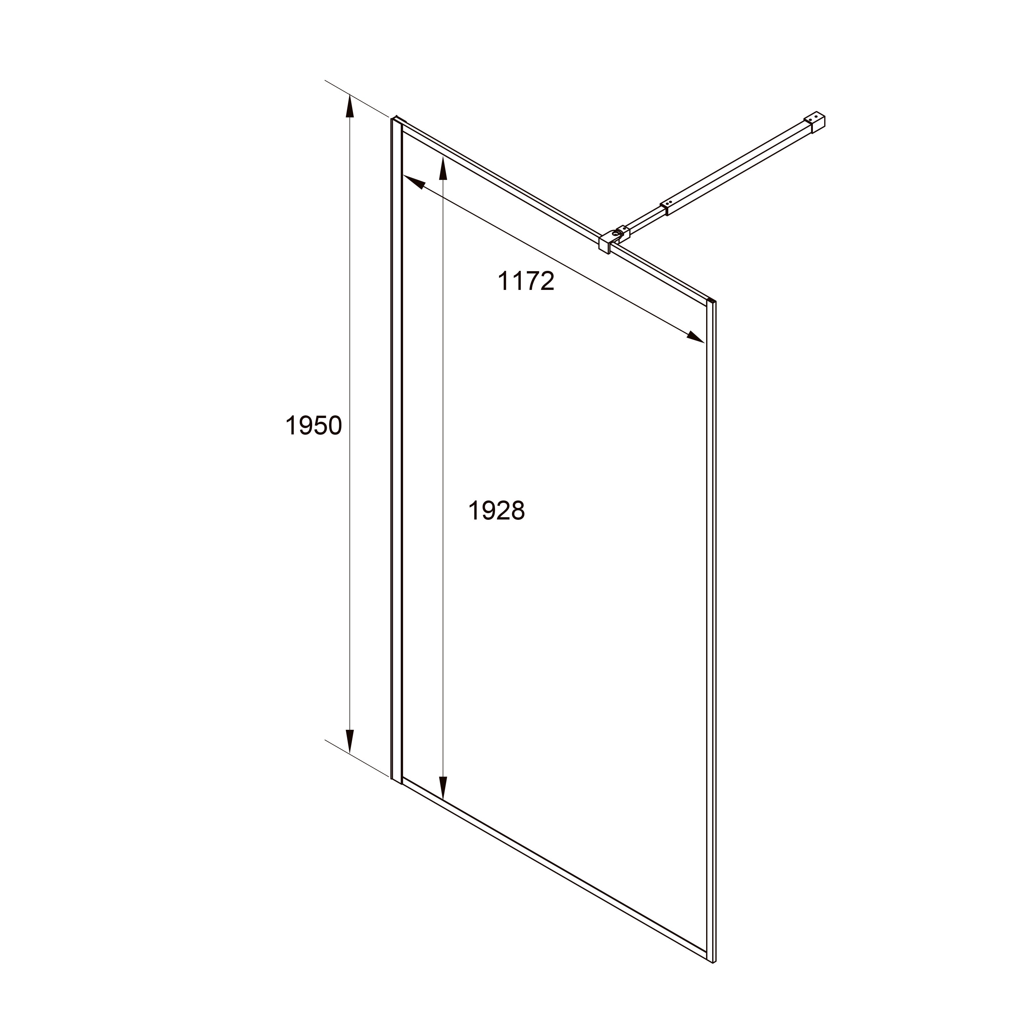 AQWC70120CI Mampara fija de ducha con perfil Aqua Walk-IN Cromo 1200x1950x(700-1200), cristal 8mm Clear Intimato
