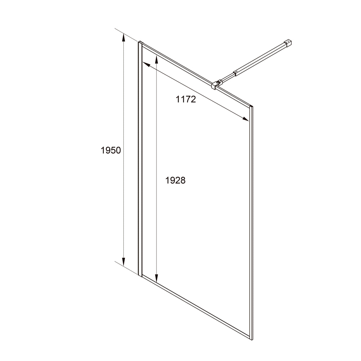 AQWC70120CI Mampara fija de ducha con perfil Aqua Walk-IN Cromo 1200x1950x(700-1200), cristal 8mm Clear Intimato