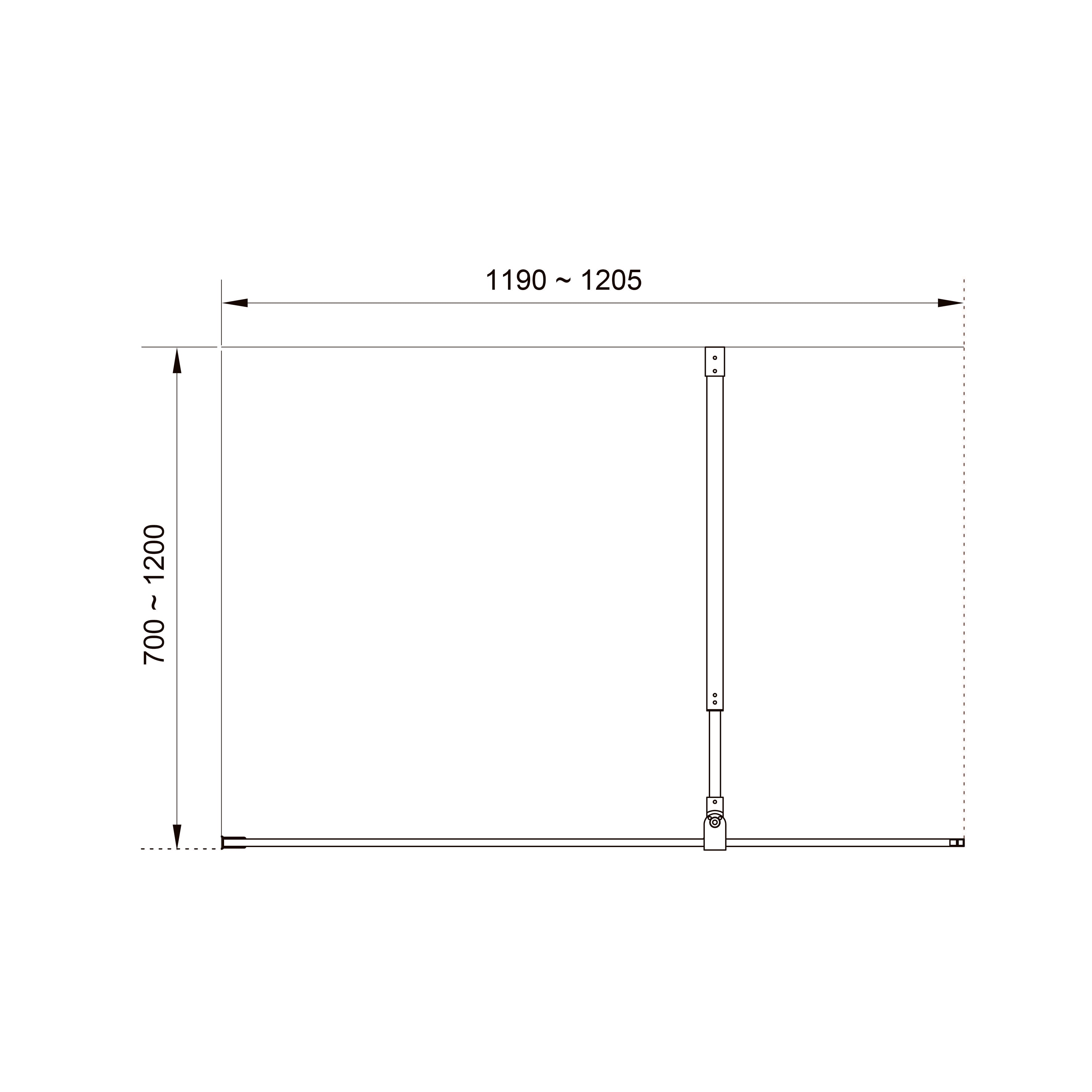 AQWC70120CI Mampara fija de ducha con perfil Aqua Walk-IN Cromo 1200x1950x(700-1200), cristal 8mm Clear Intimato