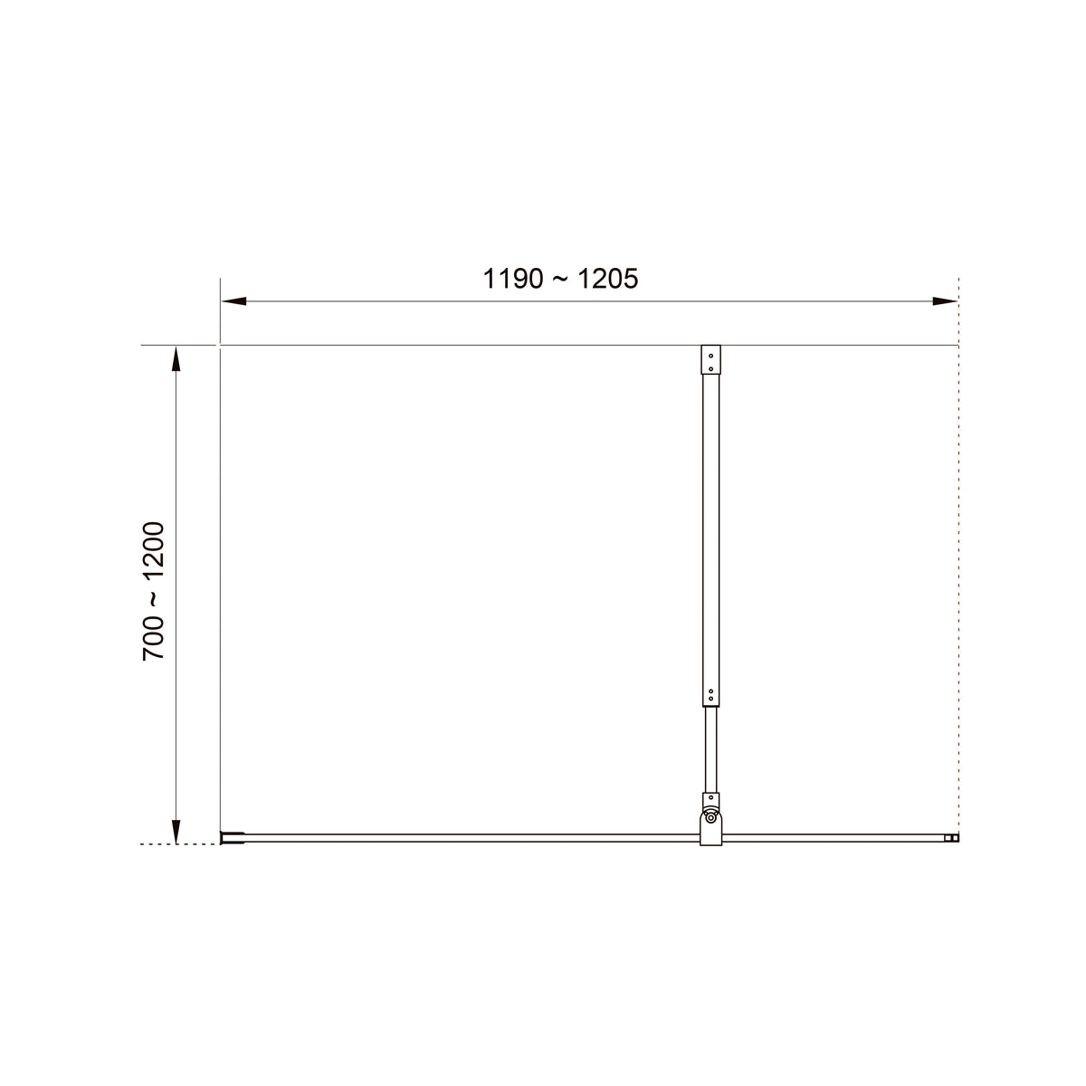 AQWC70120CI Mampara fija de ducha con perfil Aqua Walk-IN Cromo 1200x1950x(700-1200), cristal 8mm Clear Intimato