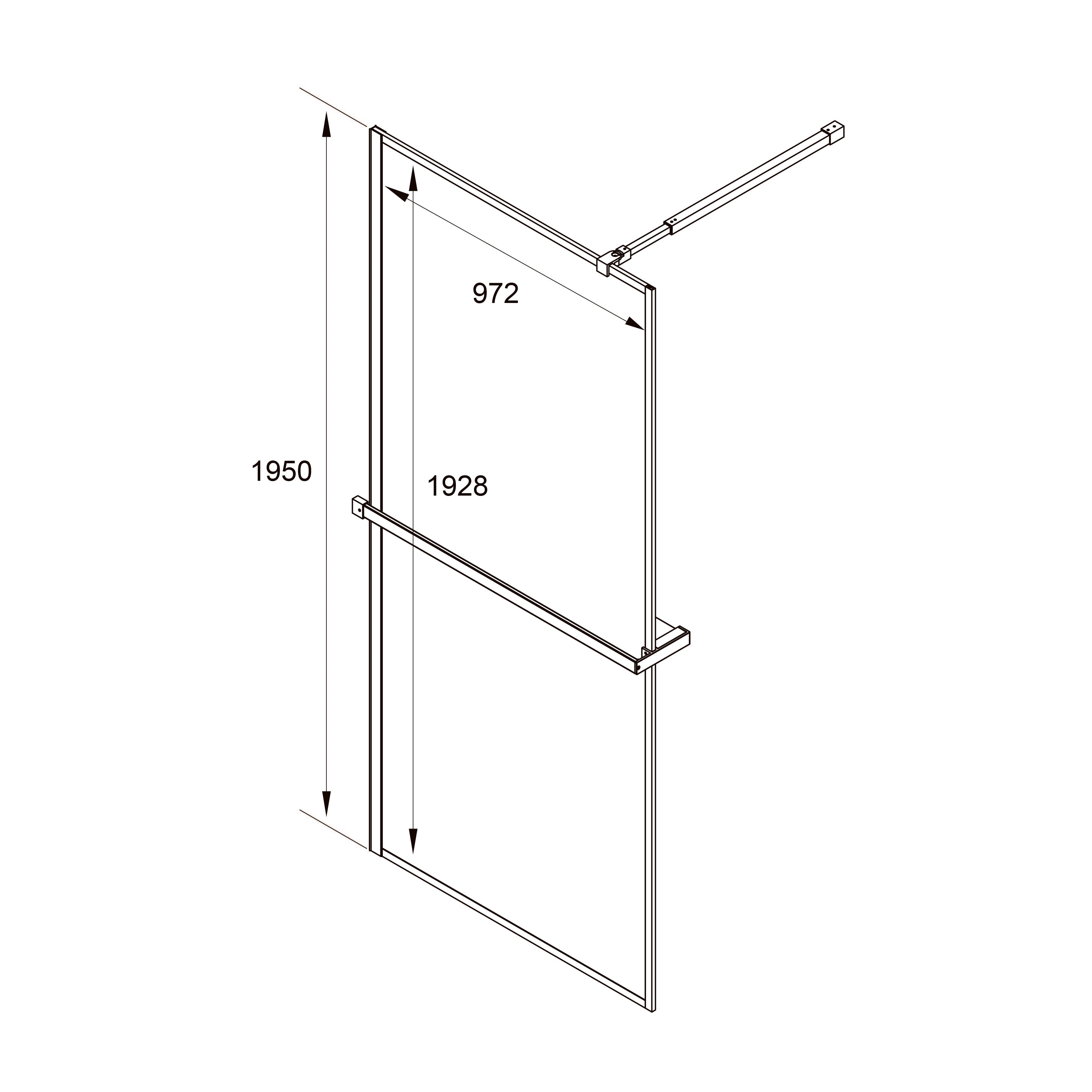 AQWB70120C Duschwand Profil Aqua Walk-IN Mattschwarz 1000x1950x(700-1200) Glas 8mm Clear mit Handtuchhalter