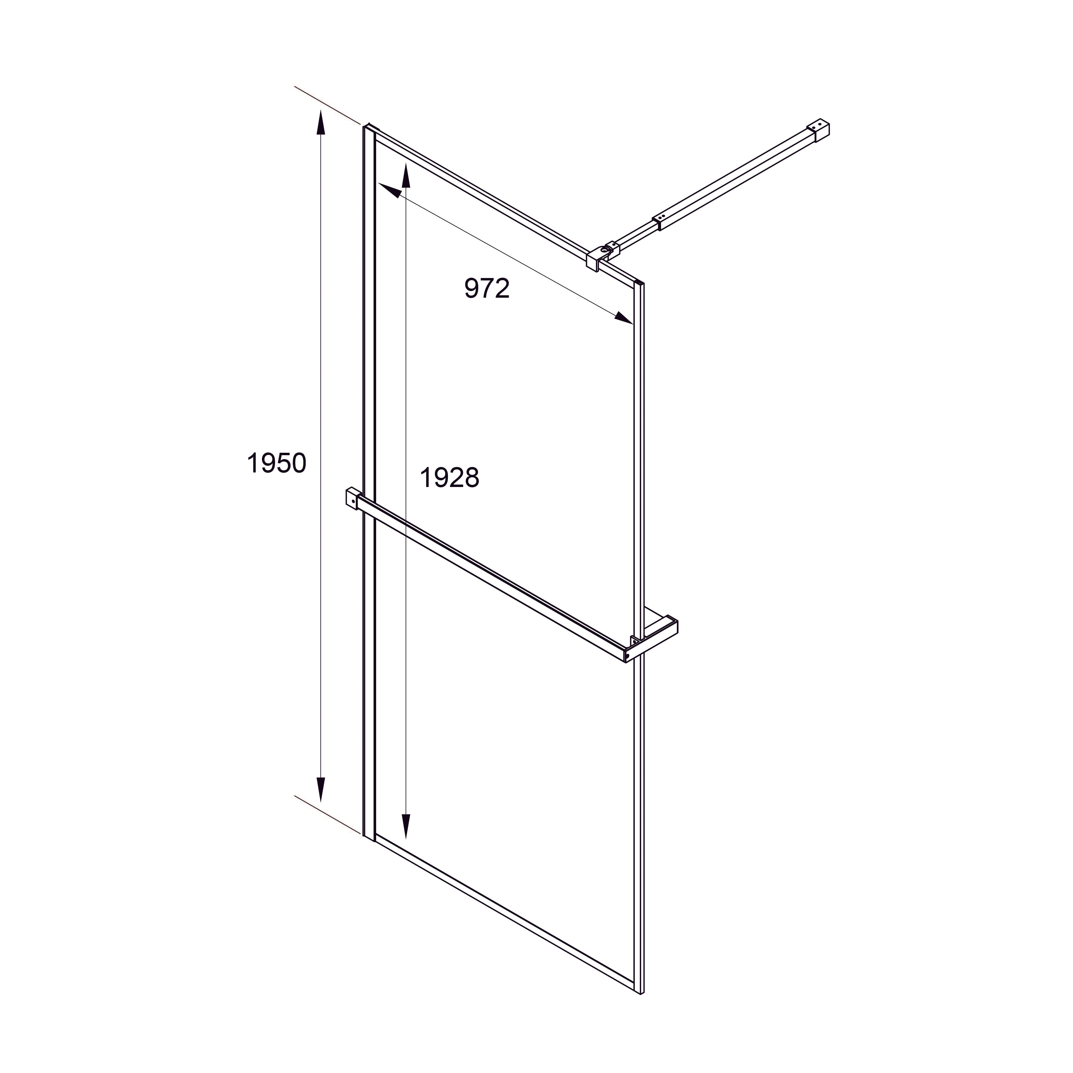 AQWB70120С Душова стінка профільна AQUA Walk-IN Black matt 1000x1950x(700-1200) cкло 8мм прозоре з рушникотримачем