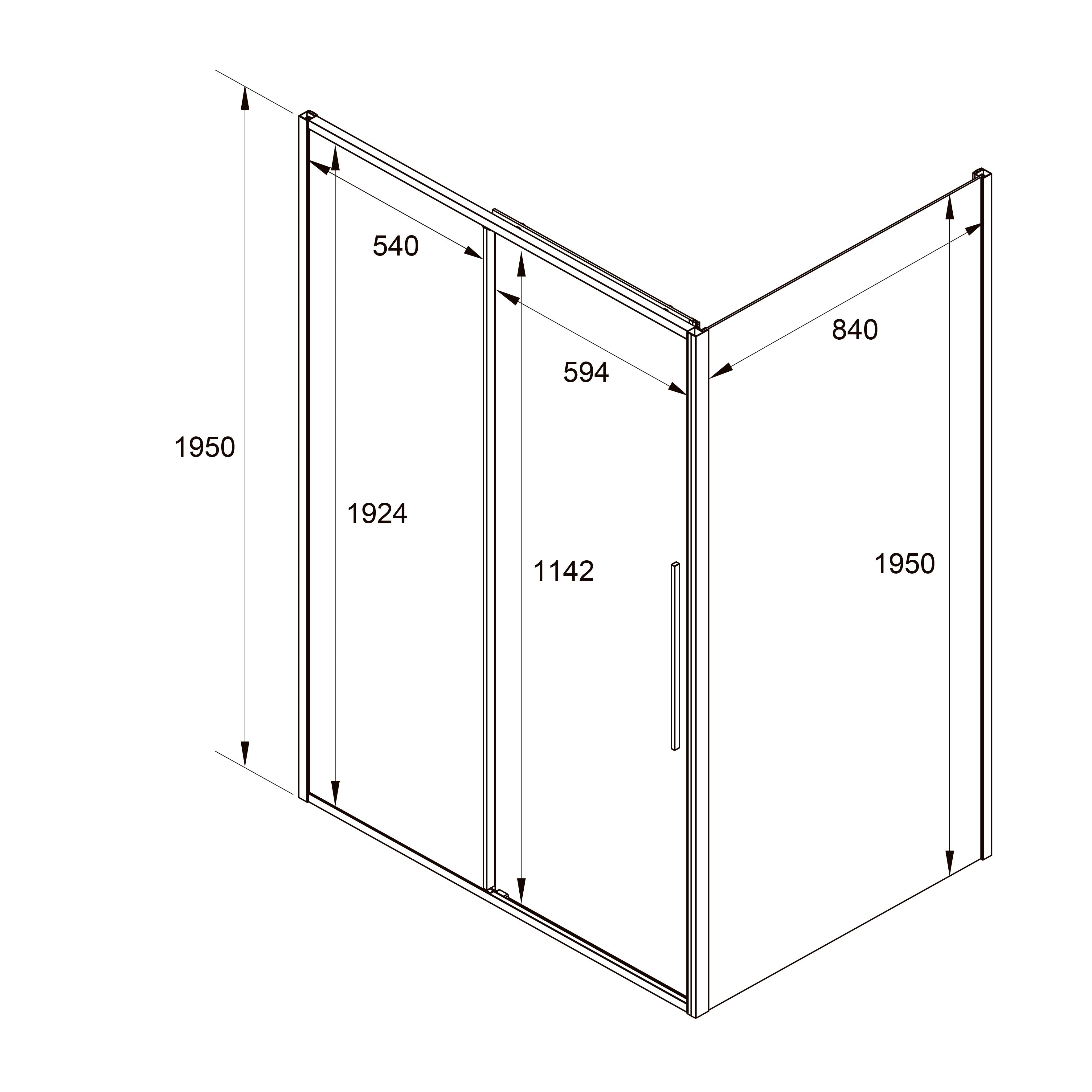 AQPD12+BLC – Cabina de ducha rectangular Koller Pool Aqua Pro Slim Negro mate 1200x900x1950 mm, cristal 6mm clear (puertas correderas)
