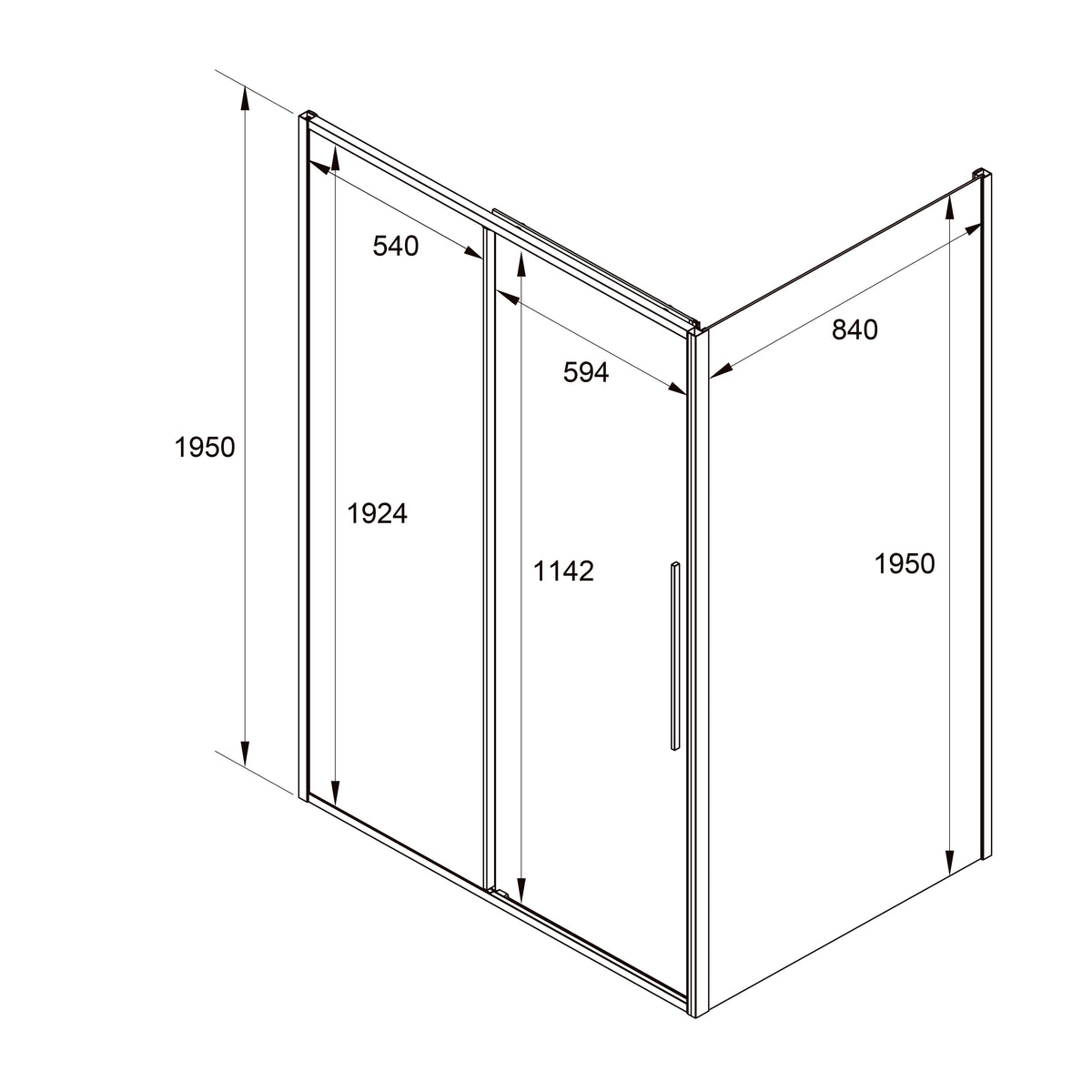 AQPD12+BLC Душова кабіна Koller Pool AQUA PRO прямокутна slim Black matt 1200x900x1950 мм скло 6мм прозоре (двері розсувні)