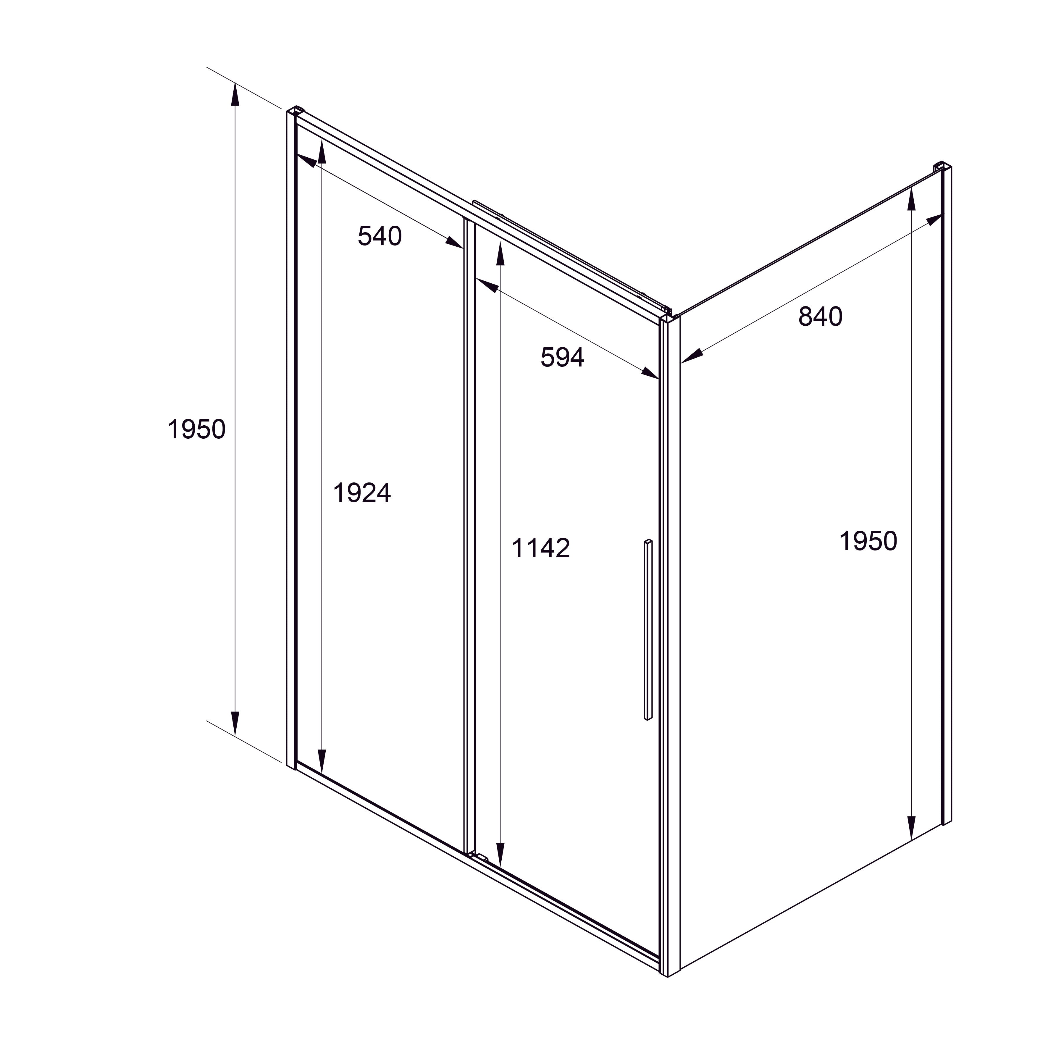AQPD12+BLC Душова кабіна Koller Pool AQUA PRO прямокутна slim Black matt 1200x900x1950 мм скло 6мм прозоре (двері розсувні)