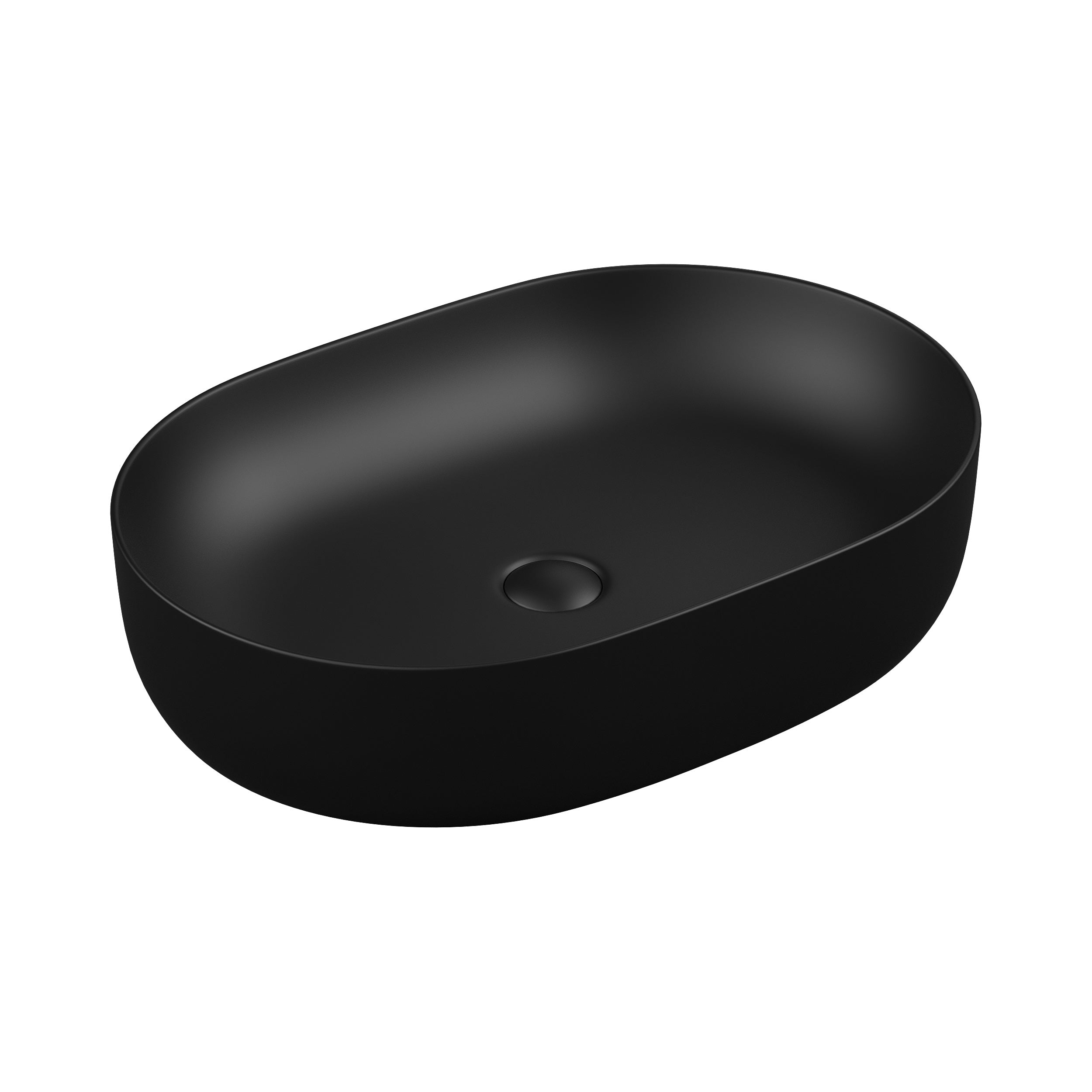 Round countertop washbasin 600x415mm, matt black