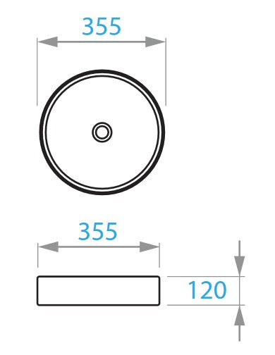 Round Arc countertop washbasin 355x355mm, matt black