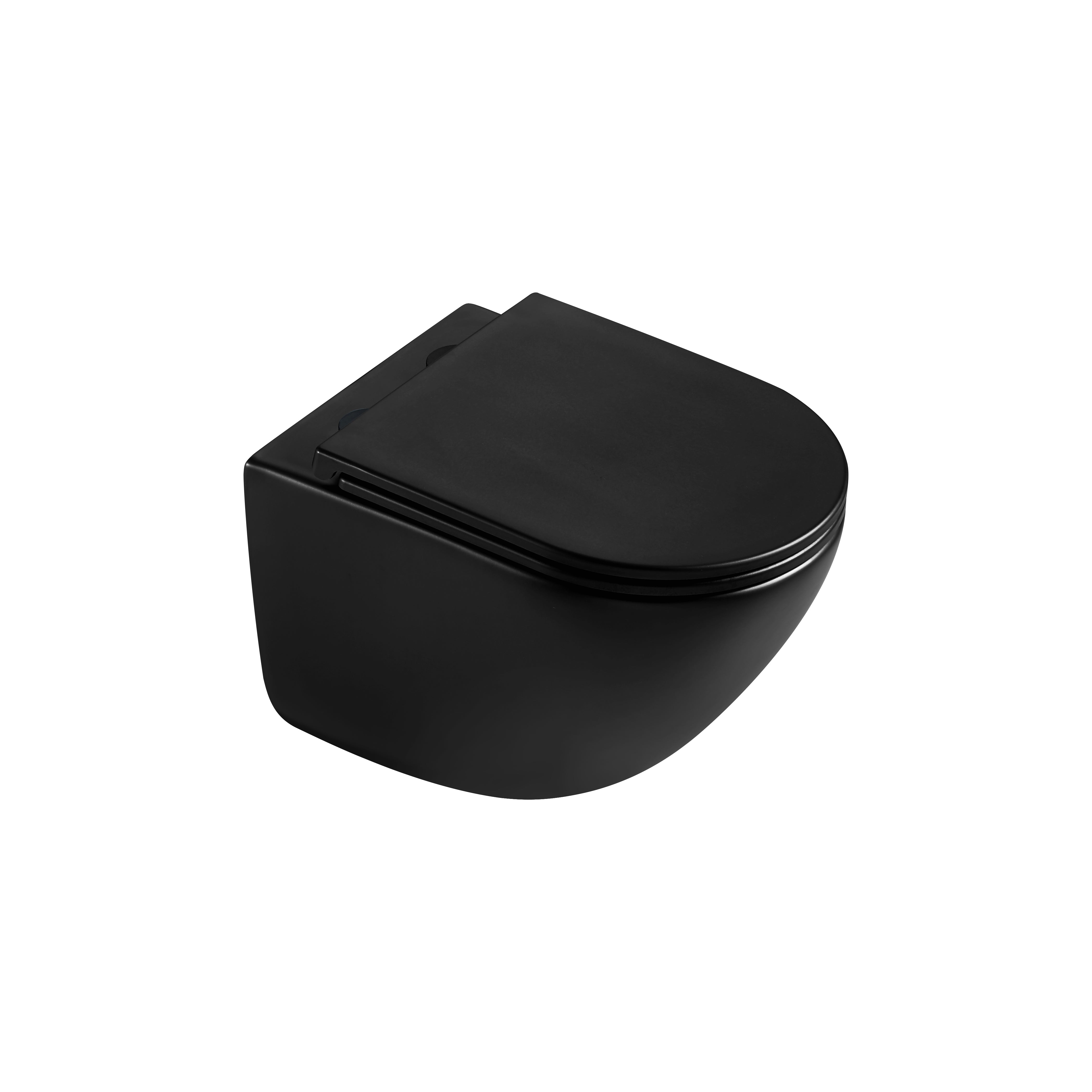 Aqua Rimless wall-hung toilet, black, Soft Close seat