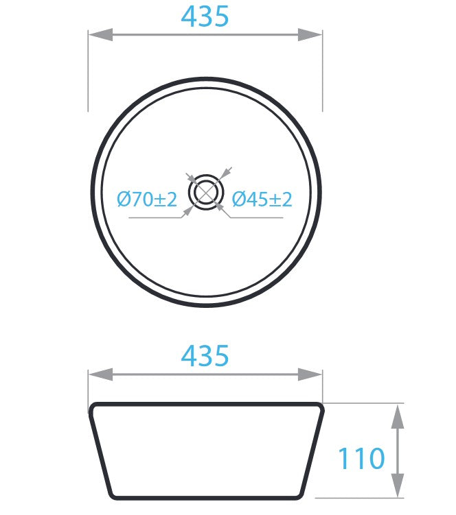 Round Pro countertop washbasin, light grey, 43.5x43.5cm