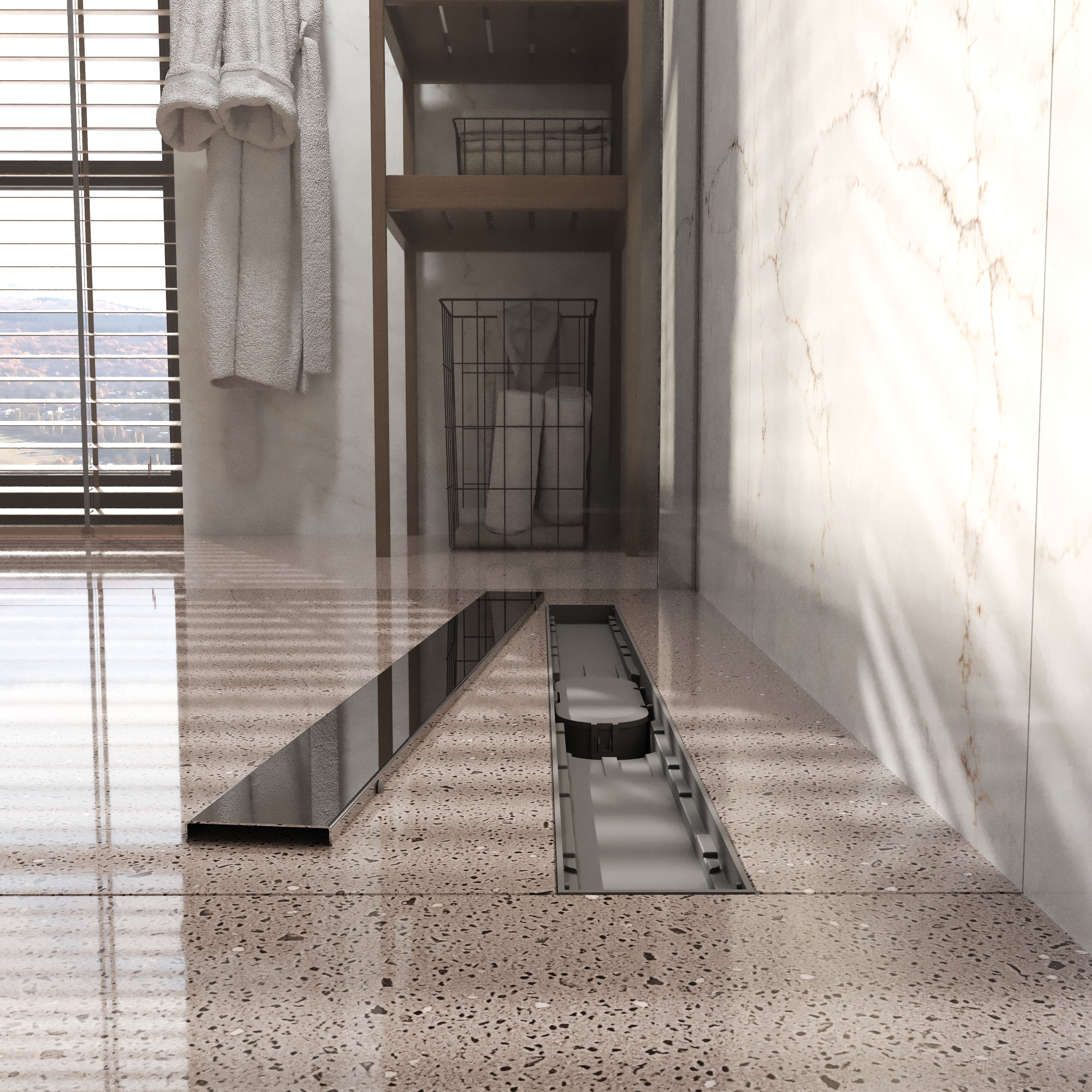 Aqua shower drain 70cm with Grace grid