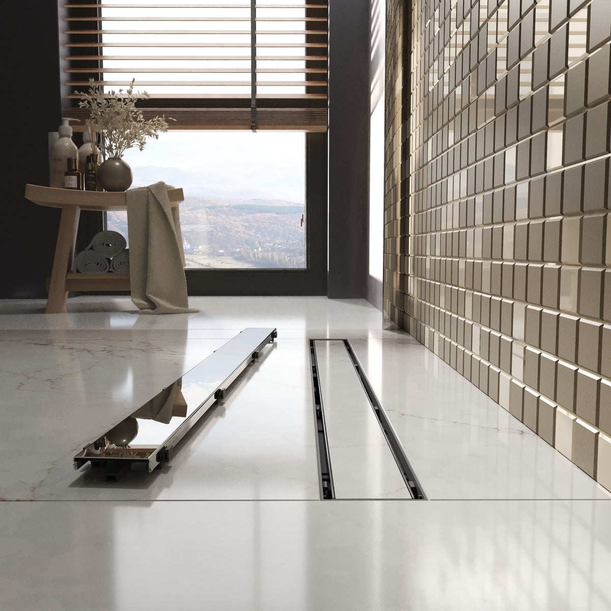 Aqua 60 desagüe lineal con rejilla DUO para baldosa
