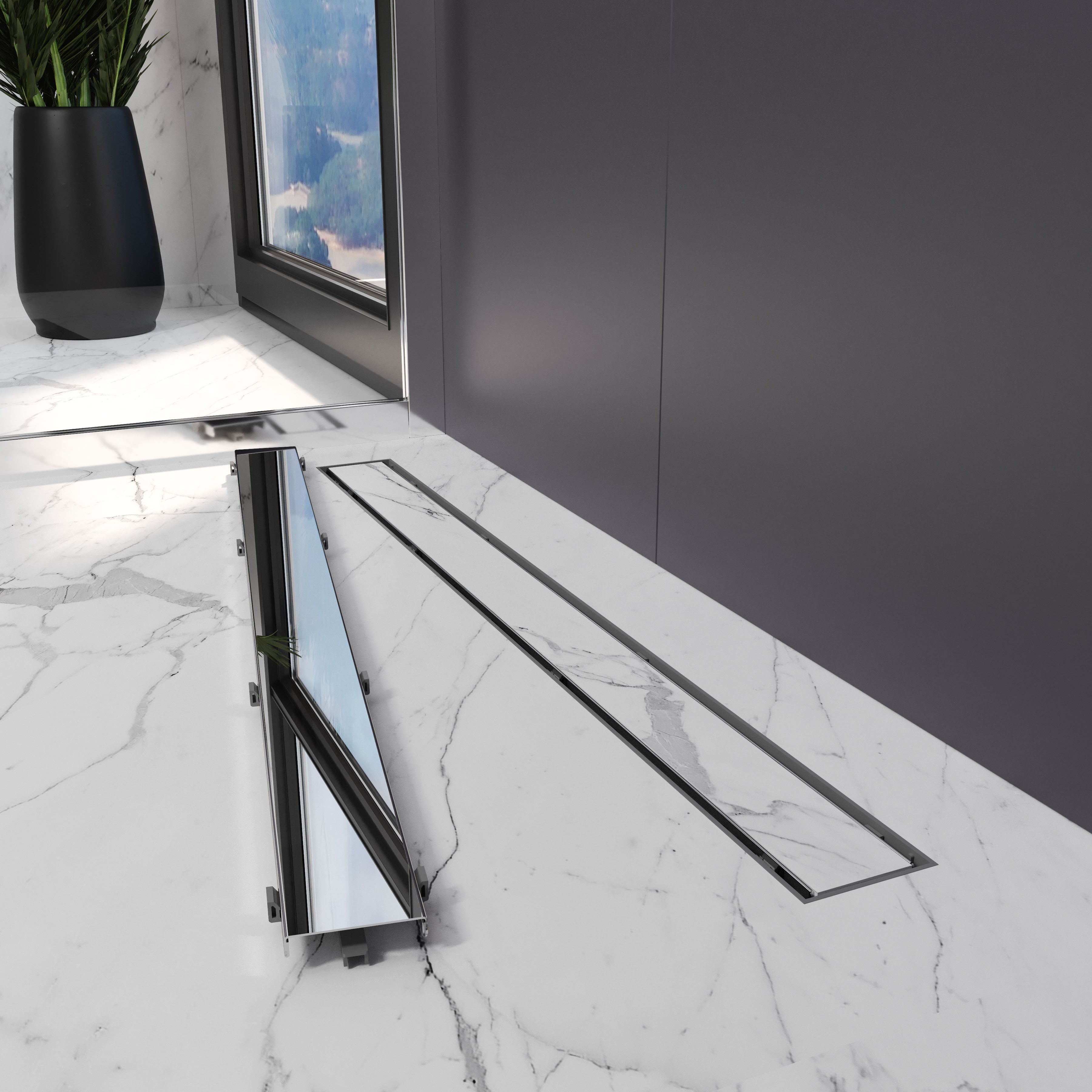 Aqua 80 desagüe lineal con rejilla DUO para baldosa