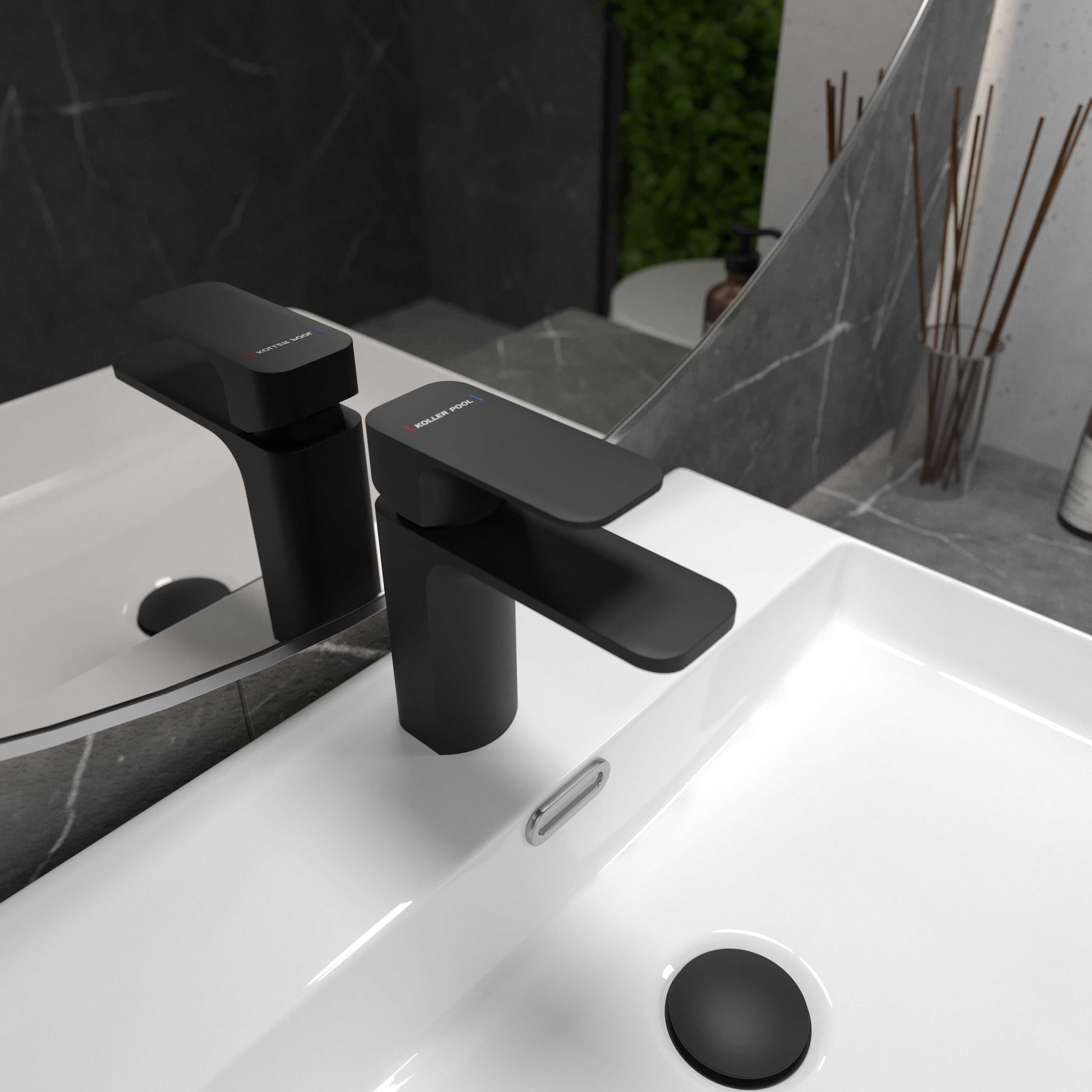 Trend змішувач для умивальника, чорний матовий