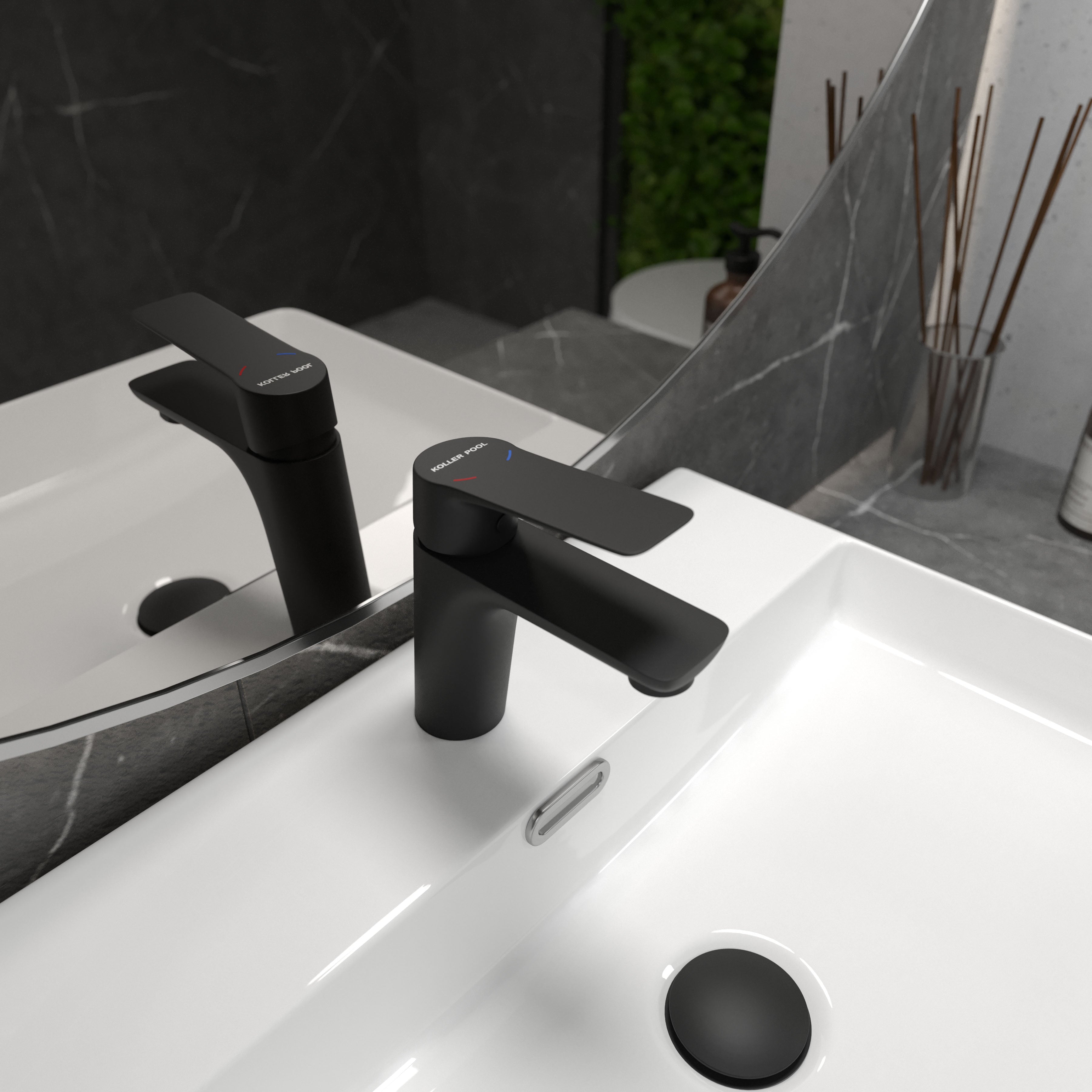 Kvadro Start grifo para lavabo, negro mate