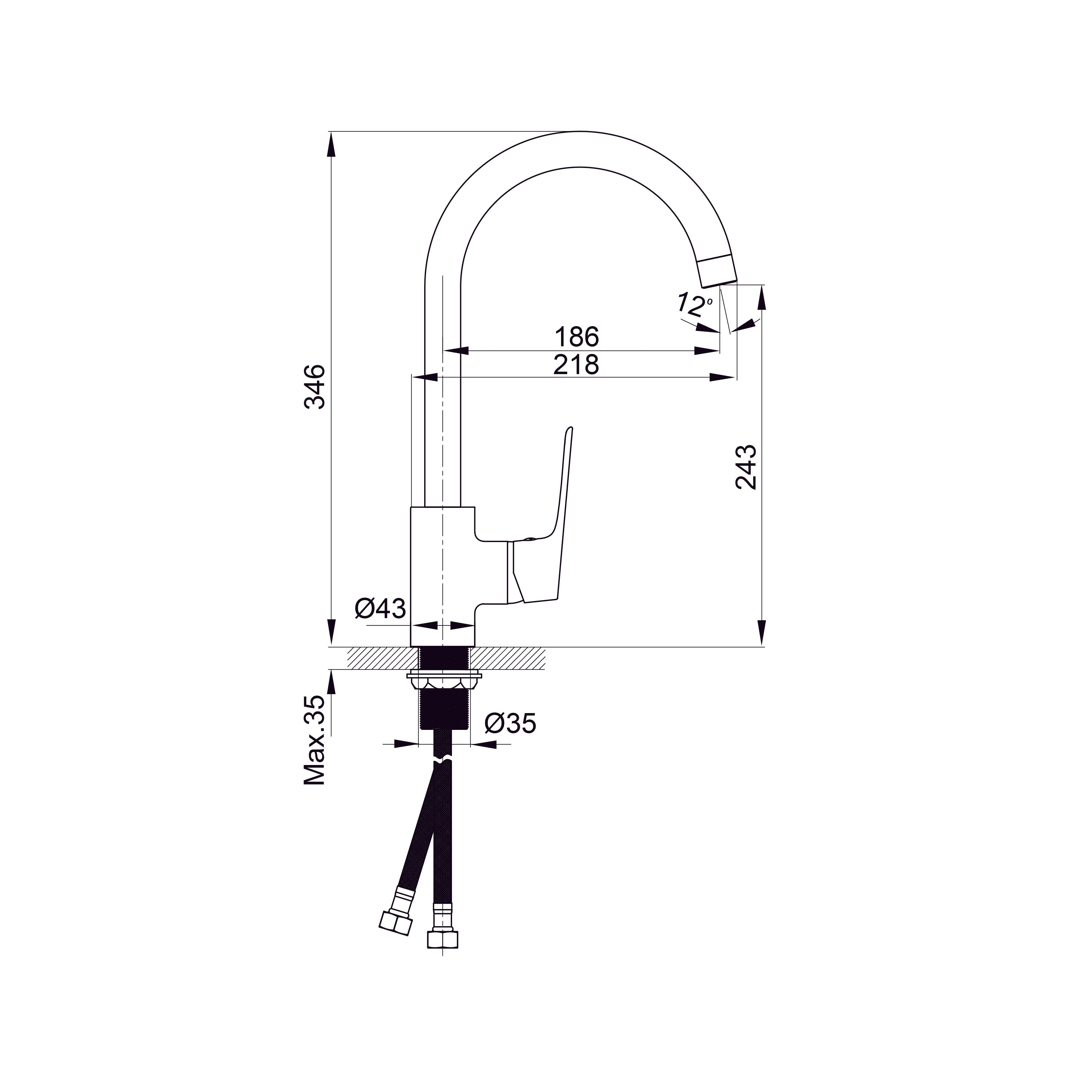 Kvadro Start grifo para cocina, negro mate