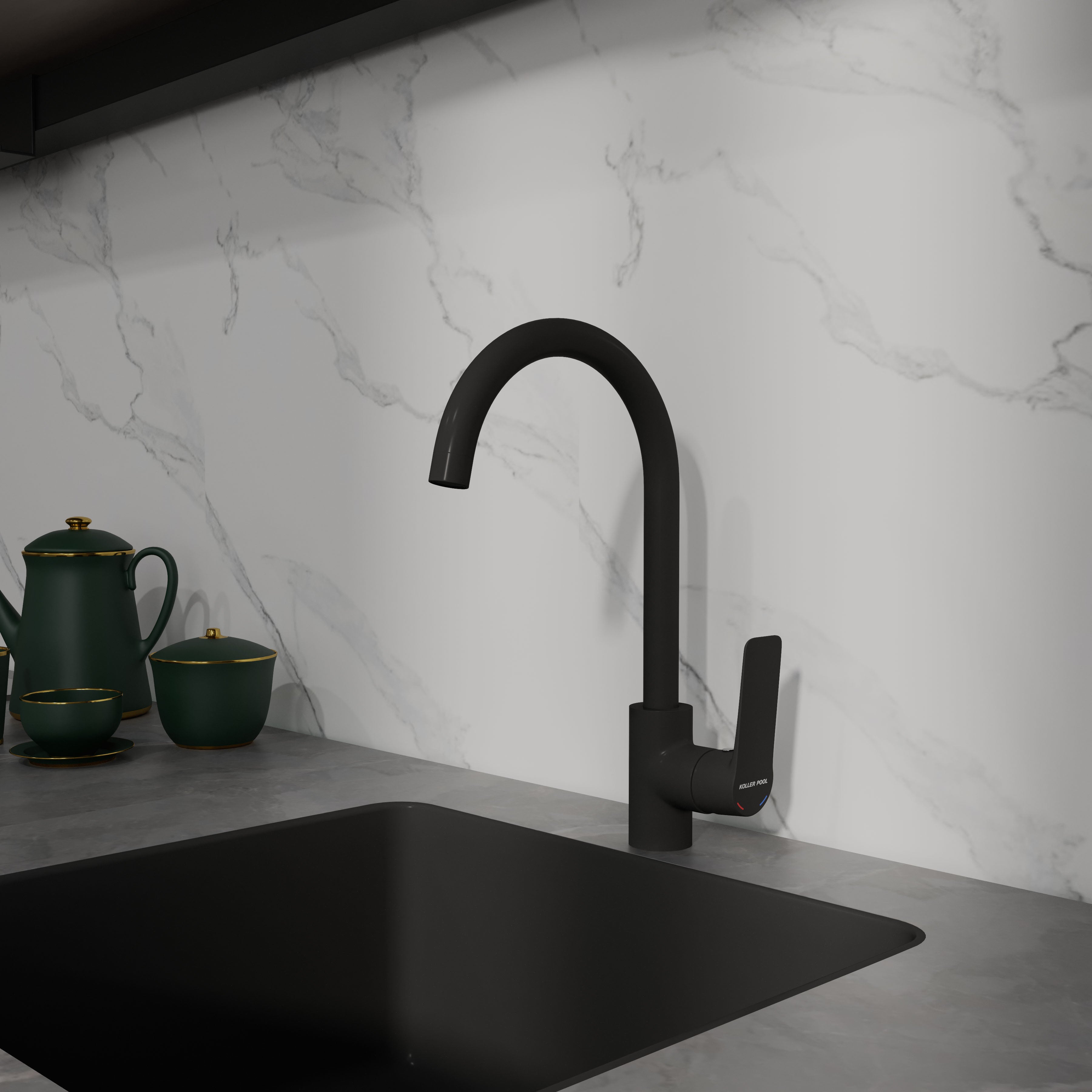 Kvadro Start grifo para cocina, negro mate