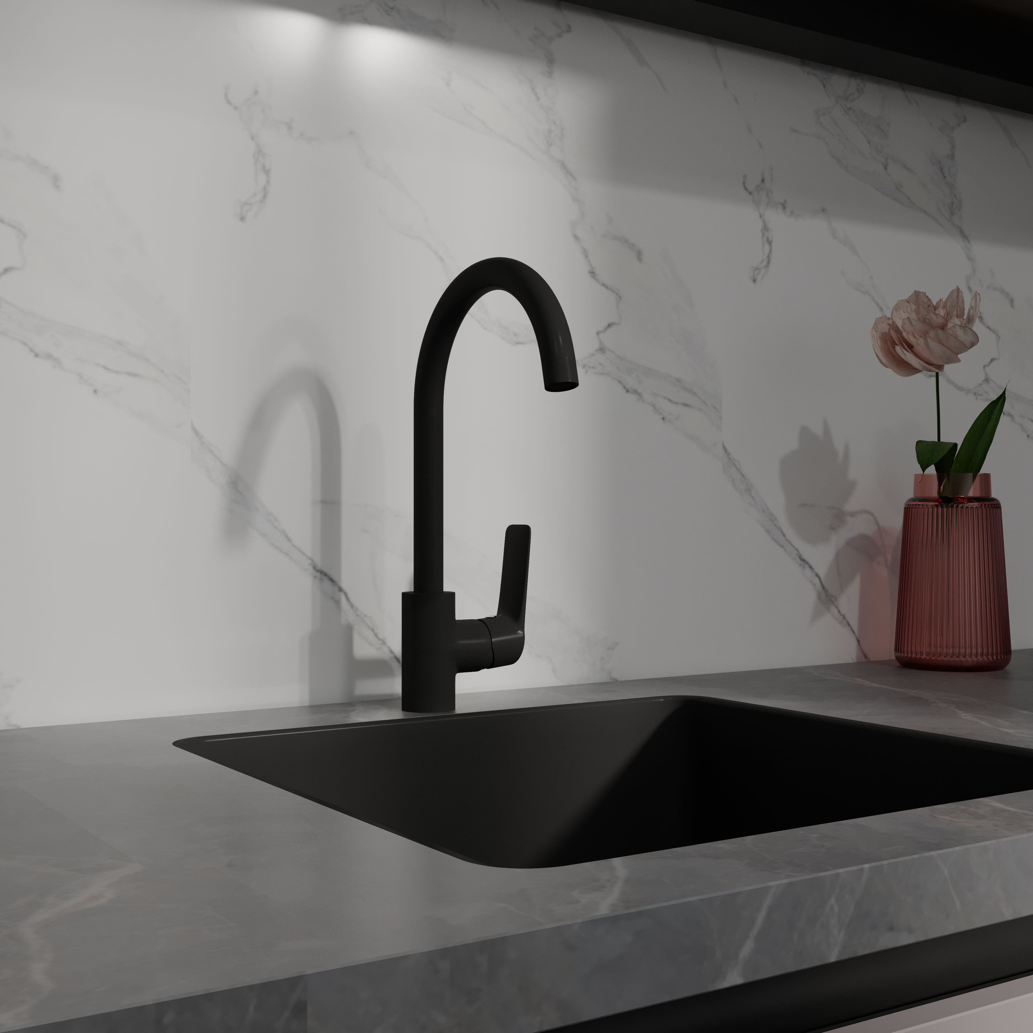 Kvadro Start grifo para cocina, negro mate