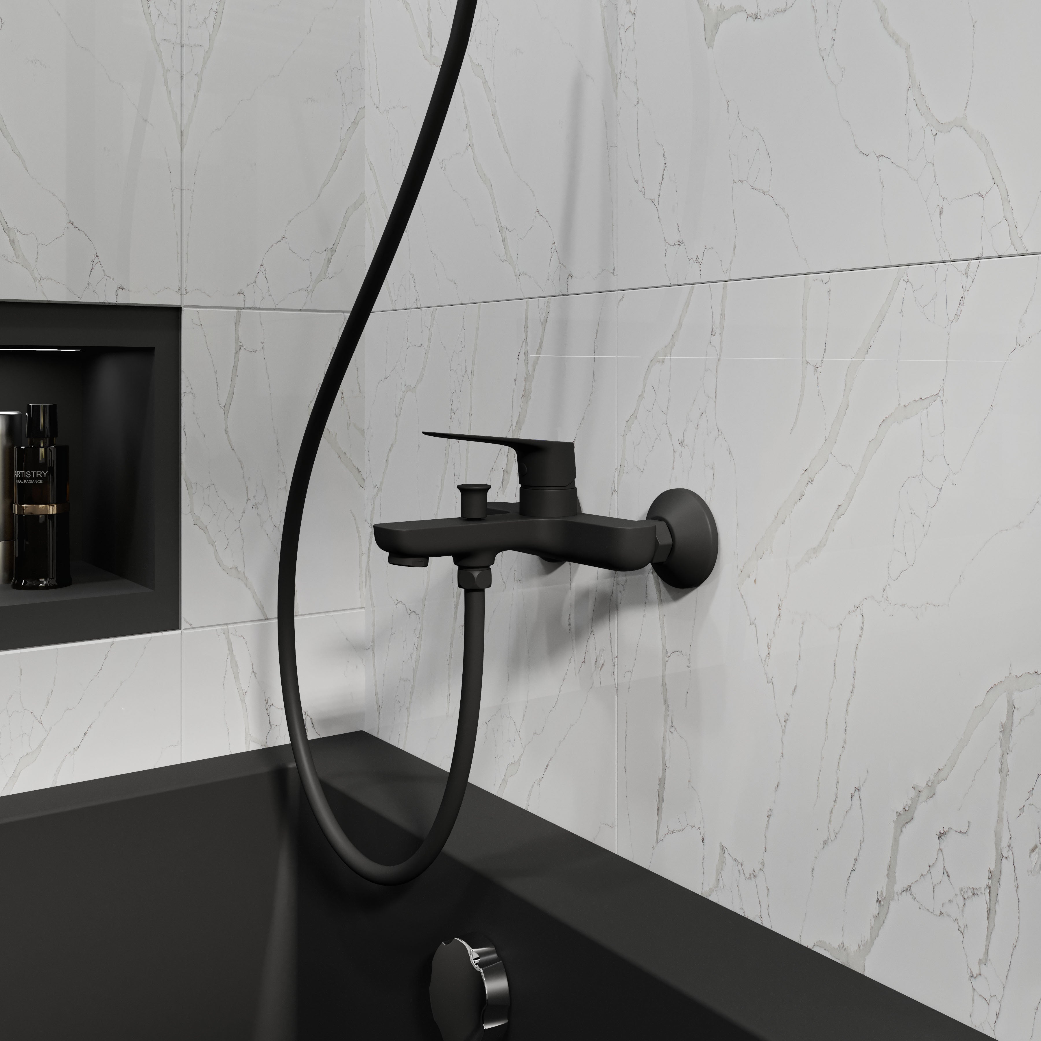 Kvadro Start grifo para bañera, negro mate