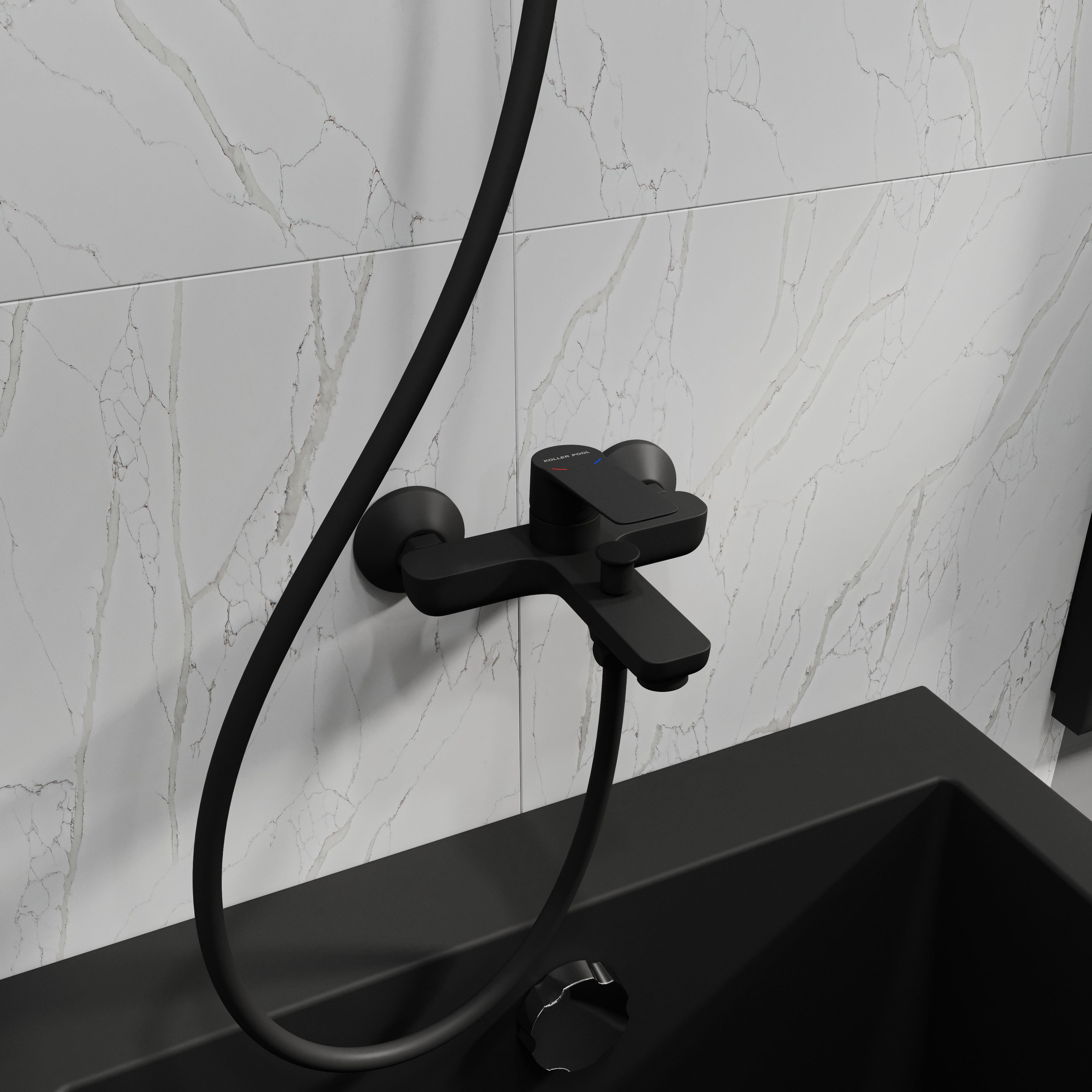 Kvadro Start grifo para bañera, negro mate