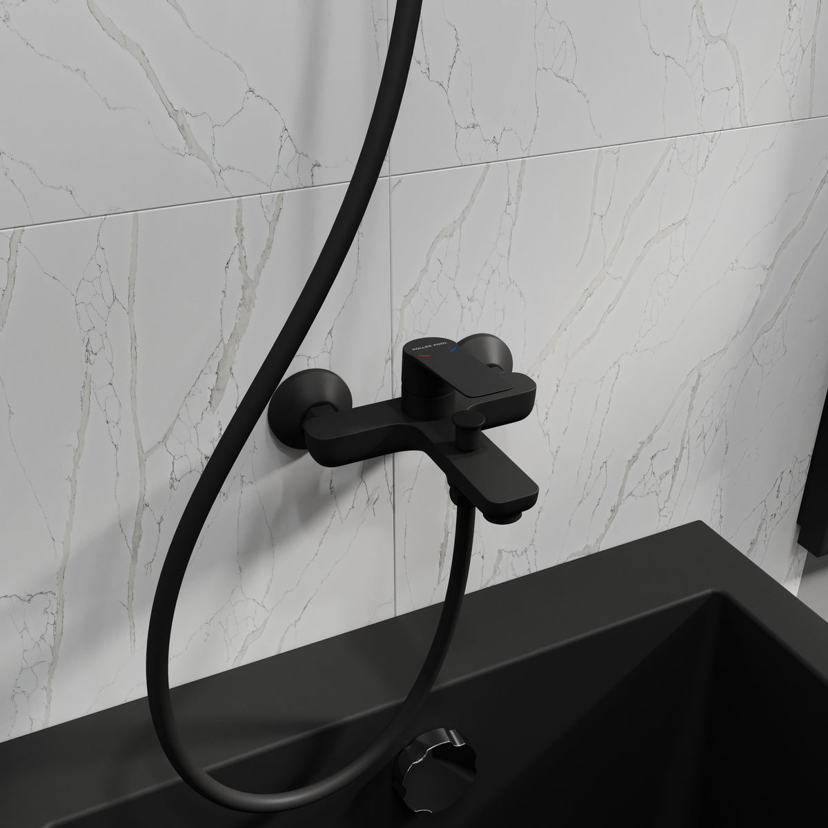 Kvadro Start grifo para bañera, negro mate