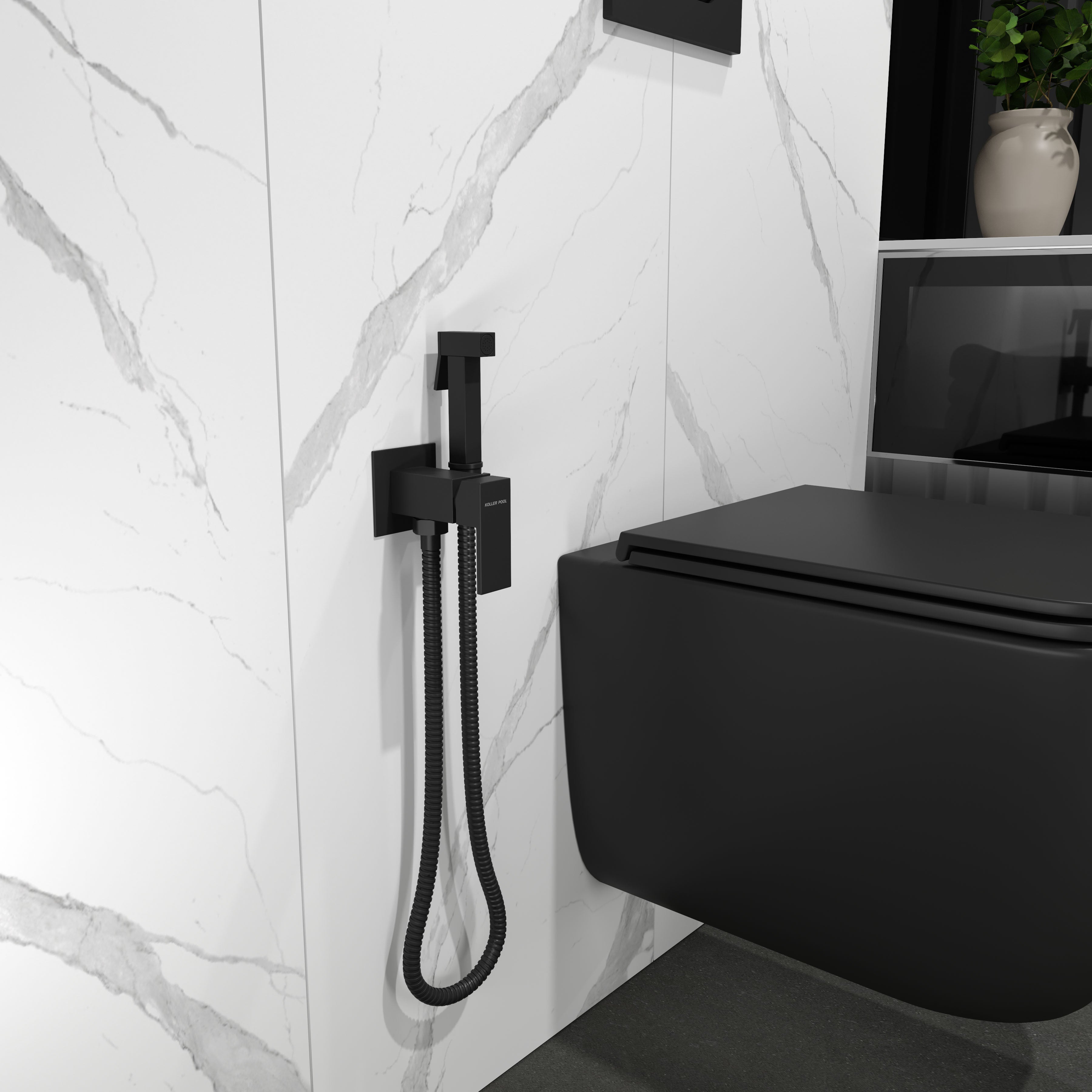 Neon набір гігієнічного душу зі змішувачем, чорний матовий