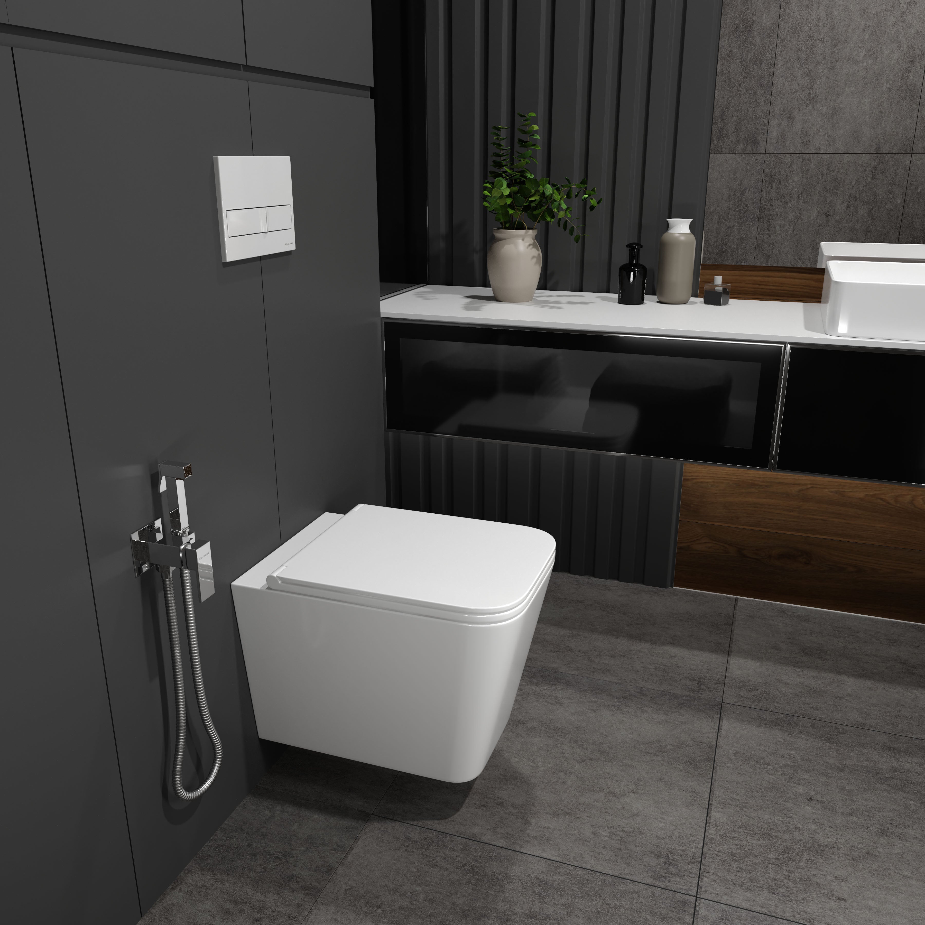 Neon hygienický sprchový set s baterií, chrom