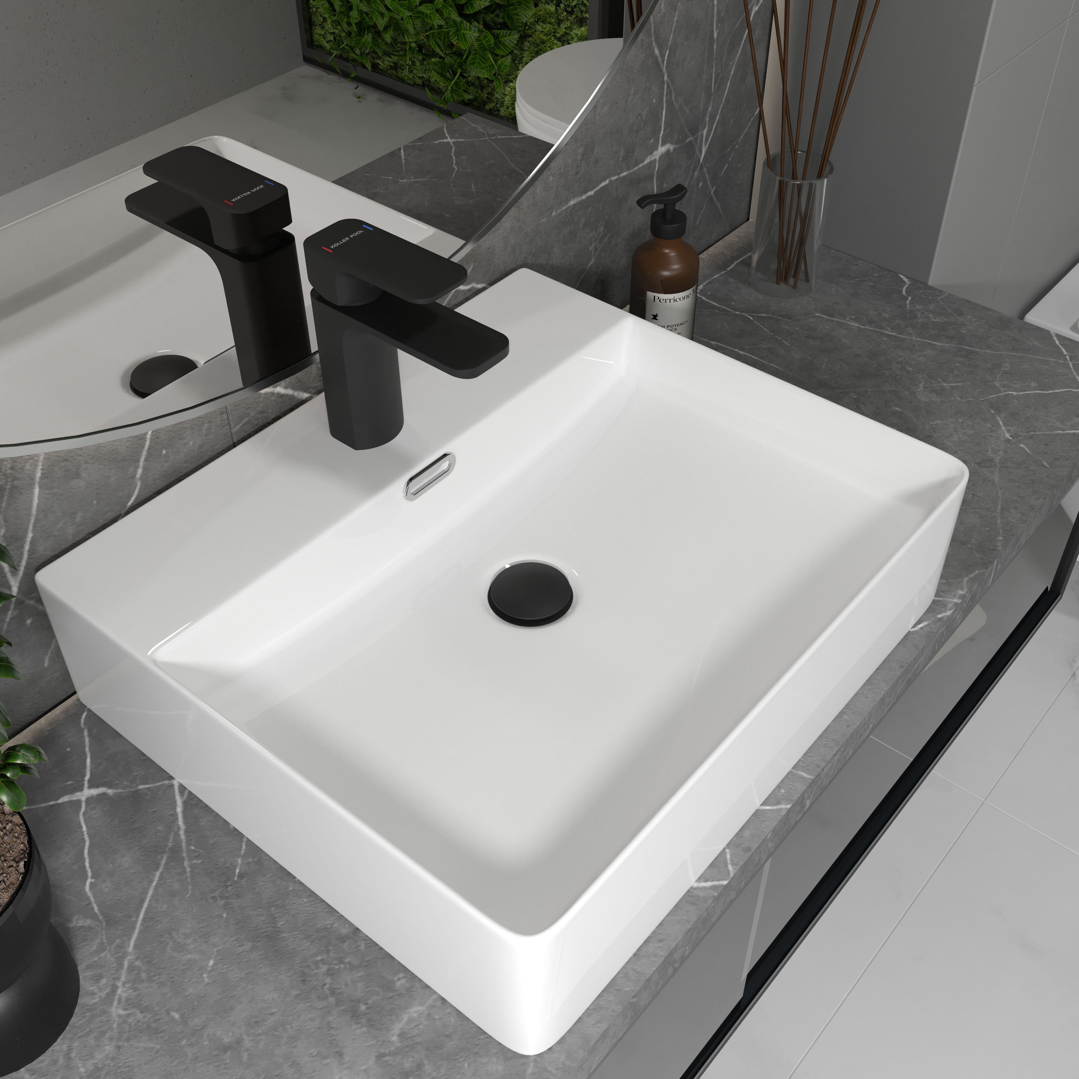 Válvula click-clack para lavabo con rebosadero, negro