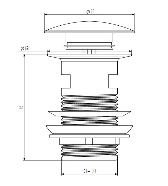 Válvula click-clack para lavabo con rebosadero, negro