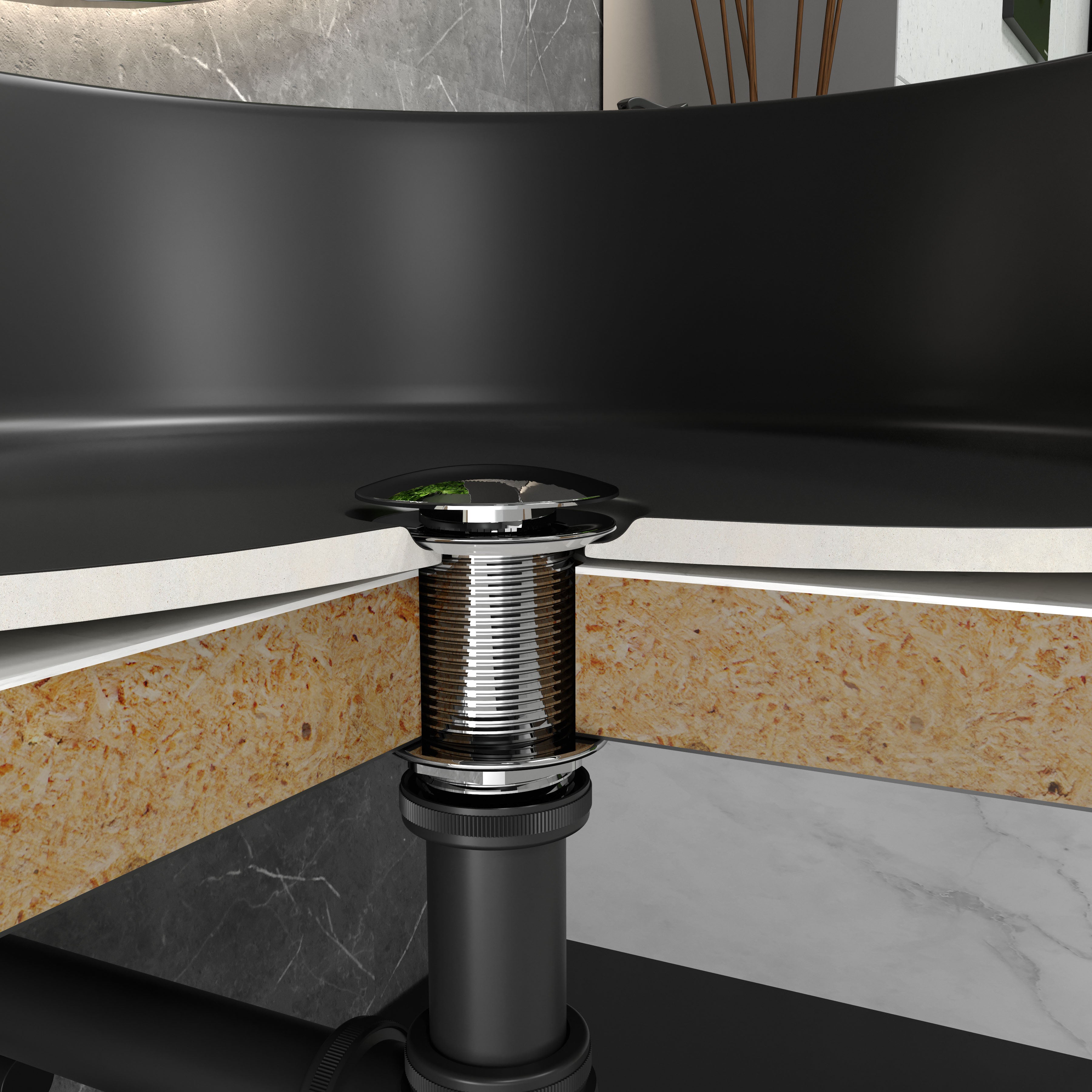 Válvula click-clack para lavabo sin rebosadero, cromo