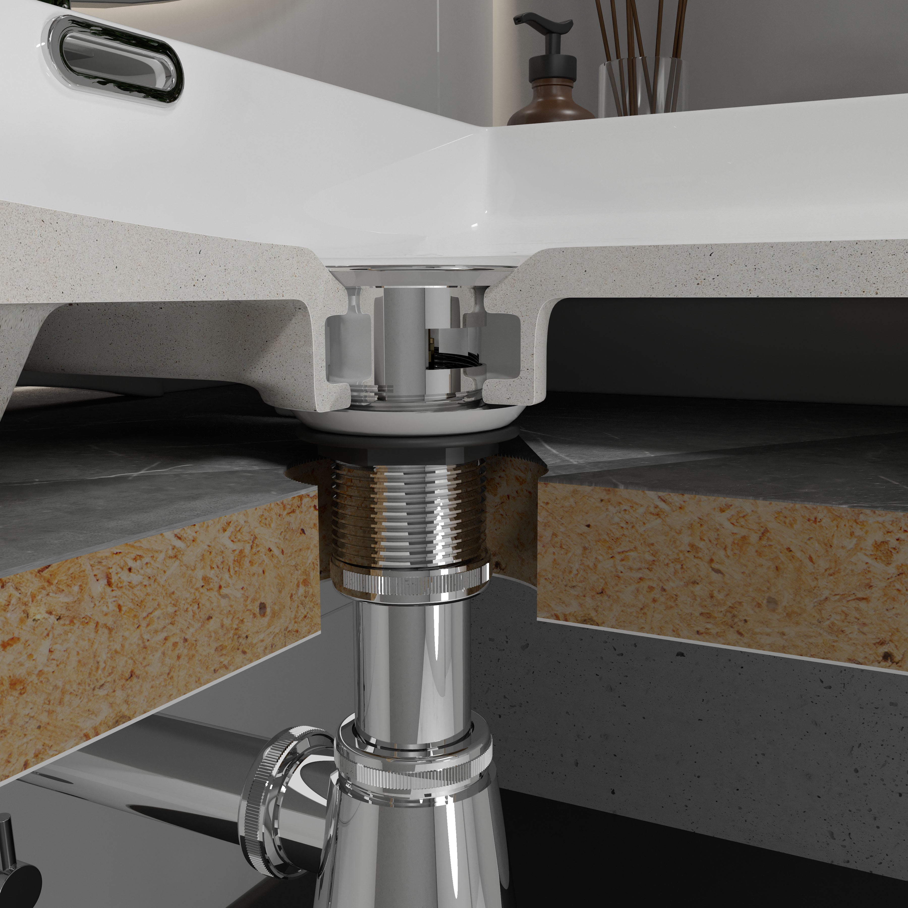 Донний клапан для умивальника click-clack з переливом та малою заглушкою, хром