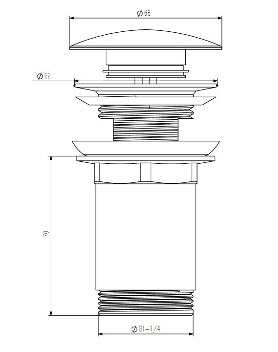 Донний клапан для умивальника click-clack з переливом, хром