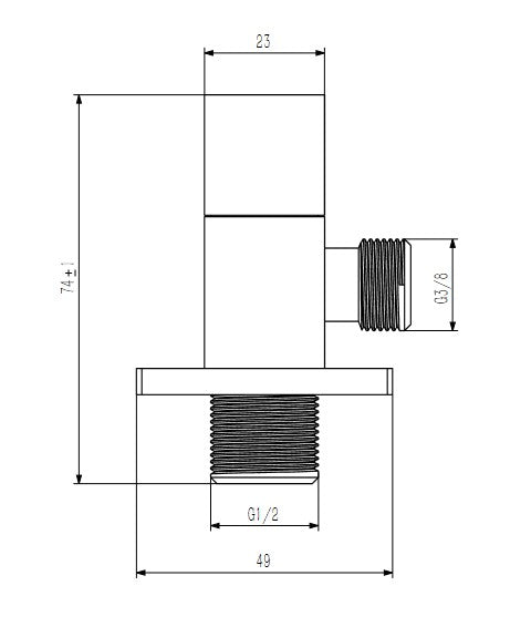 Кутовий вентиль 1/2х3/8 латунь, хром