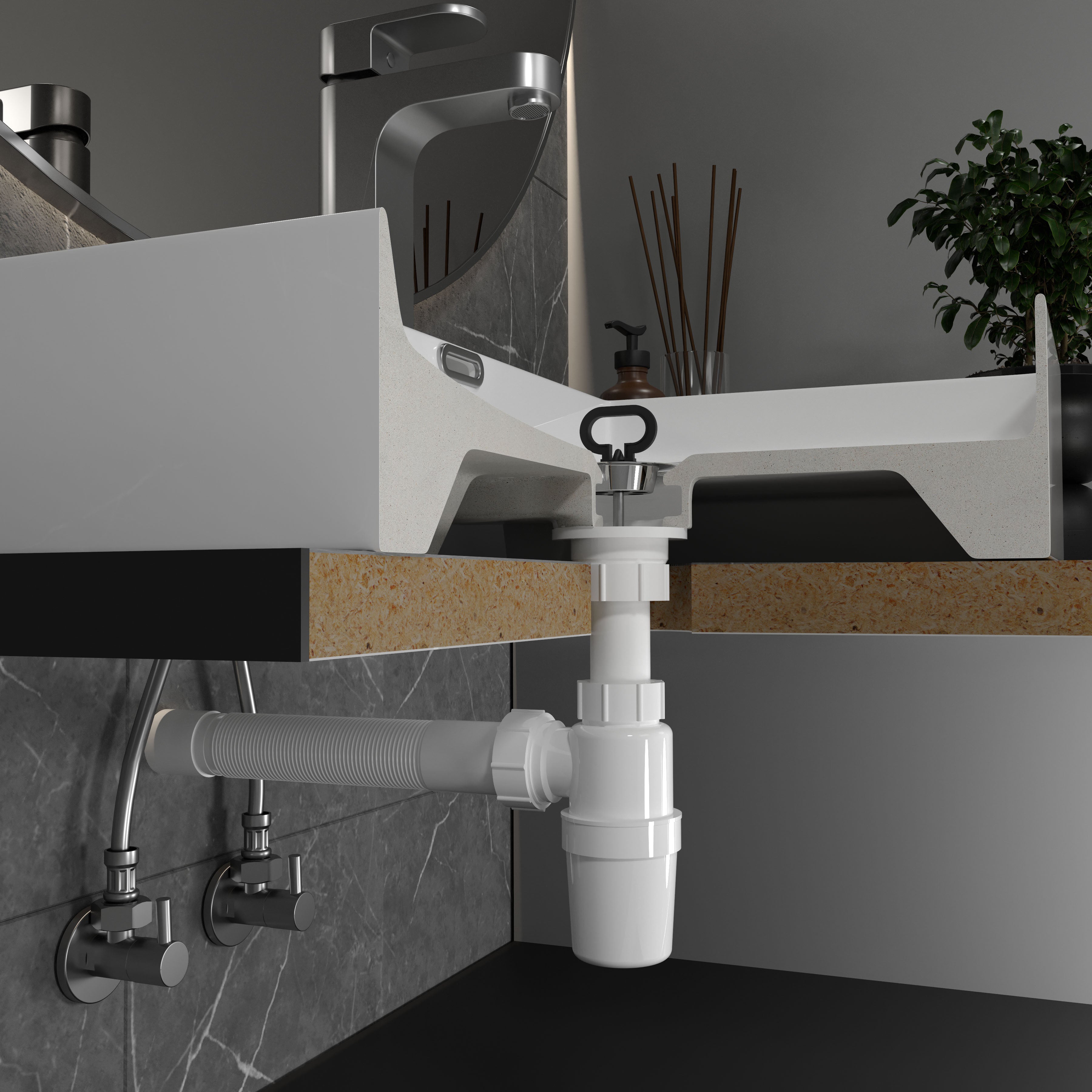 Siphon for washbasin d40