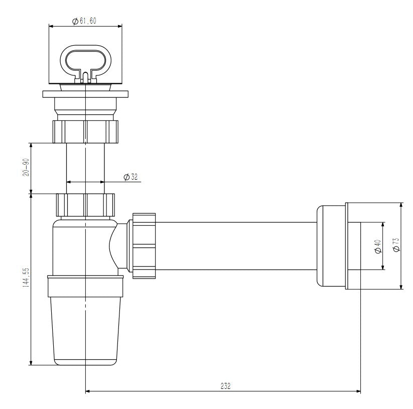 Sifón para lavabo Ø40 mm