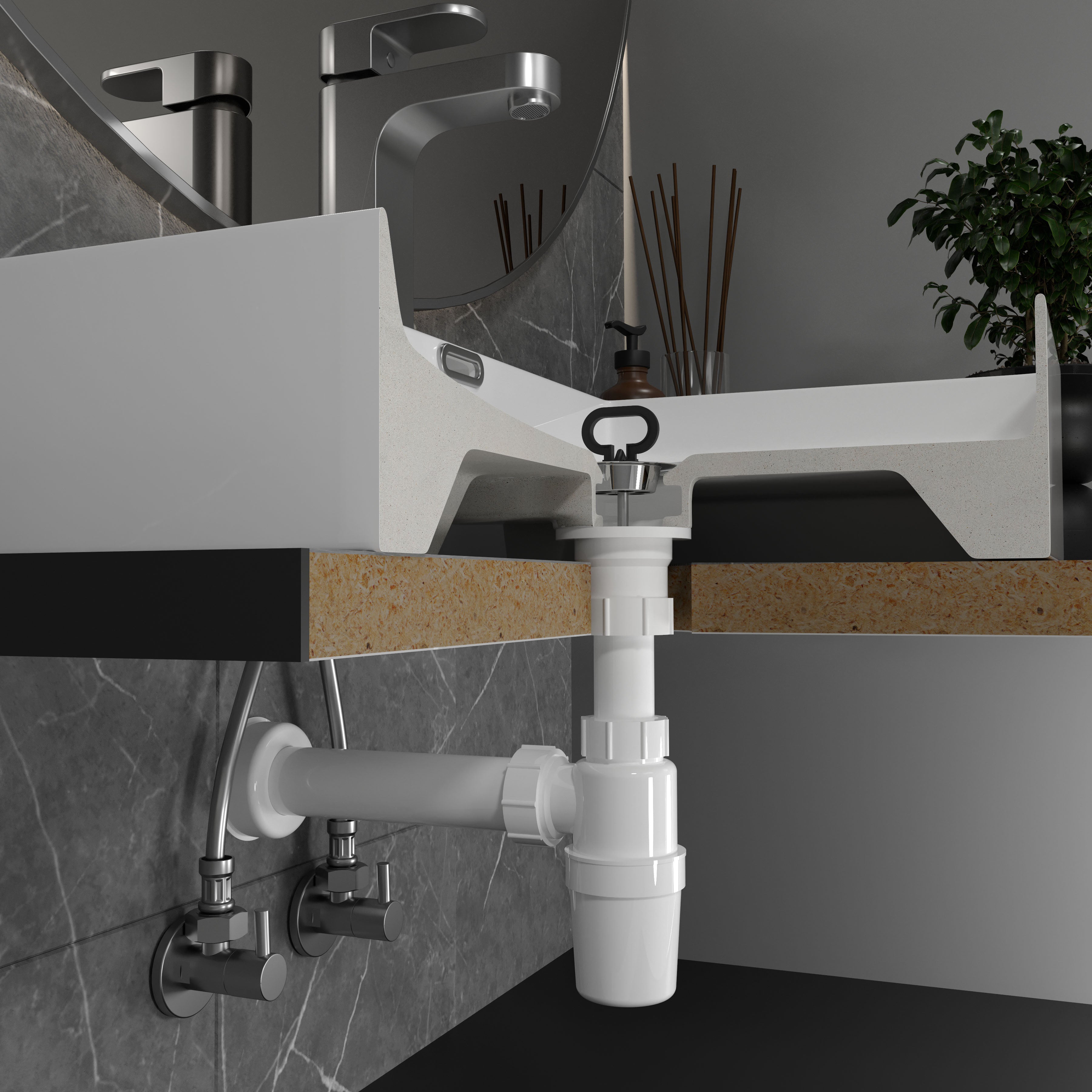 Sifón para lavabo con conexión flexible Ø40 mm