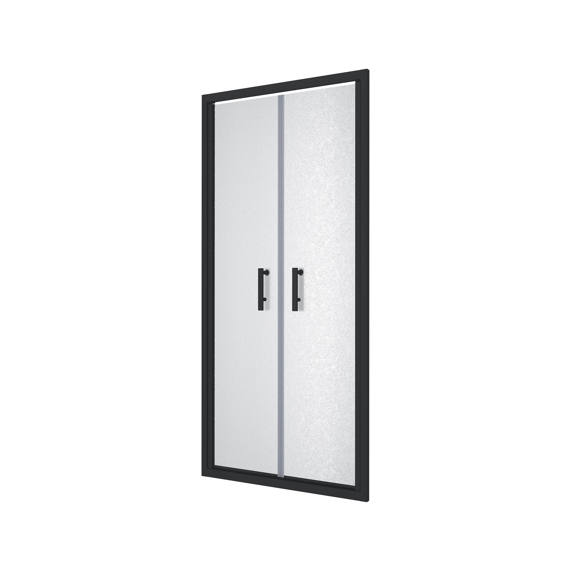 ND90GB Душові двері NEON двосекційні розпашні чорні 900x1900 мм скло grape