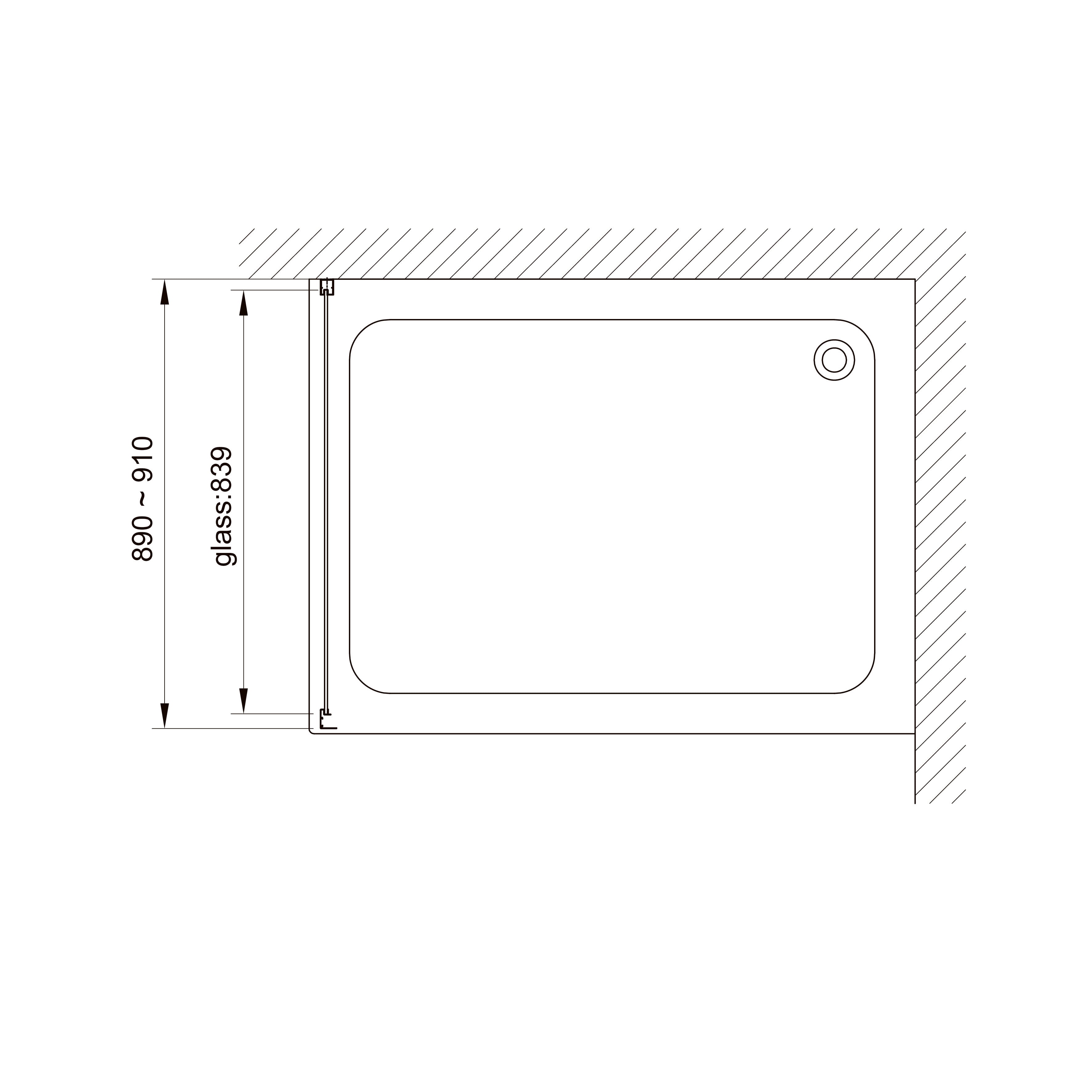 S90G Fixed side panel 900x1900 mm, grape glass