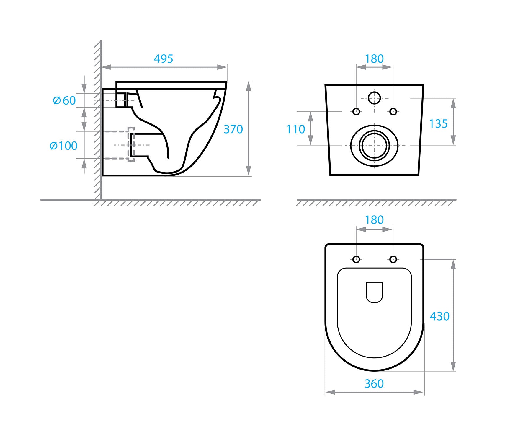 Aqua závěsné WC se sedátkem Soft-close, splachování Tornado 3.0