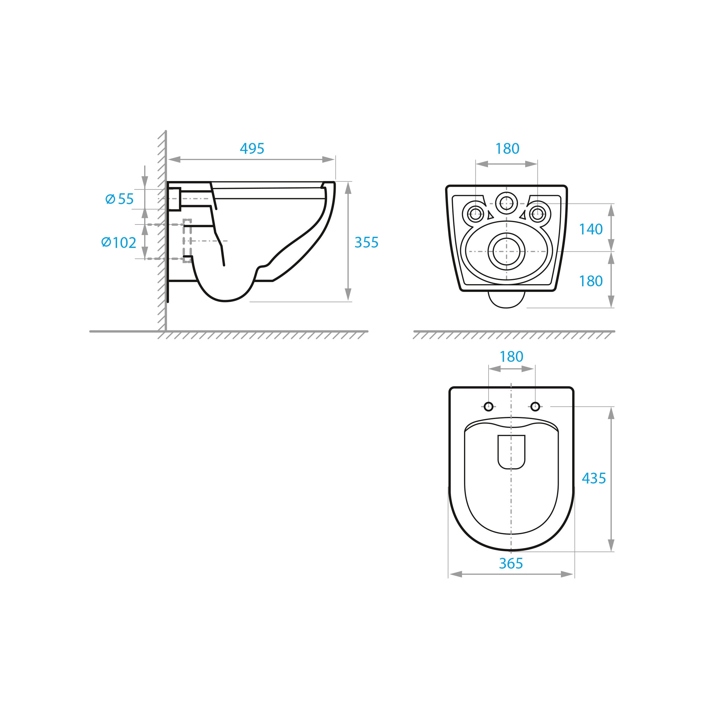 Aqua závěsné WC Rimless, bílé, se sedátkem Soft-close