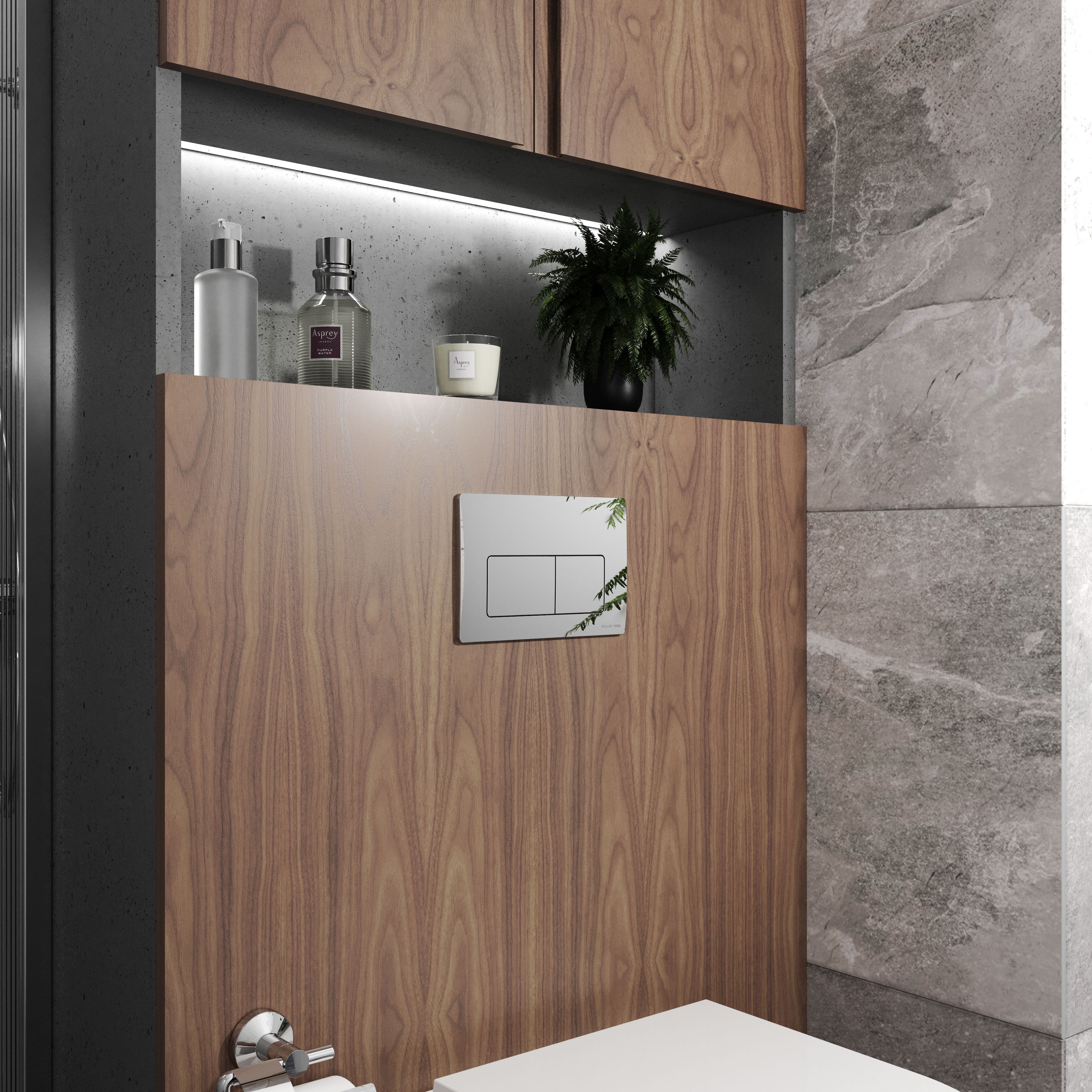 Kvadro Pro New flush panel, glossy chrome