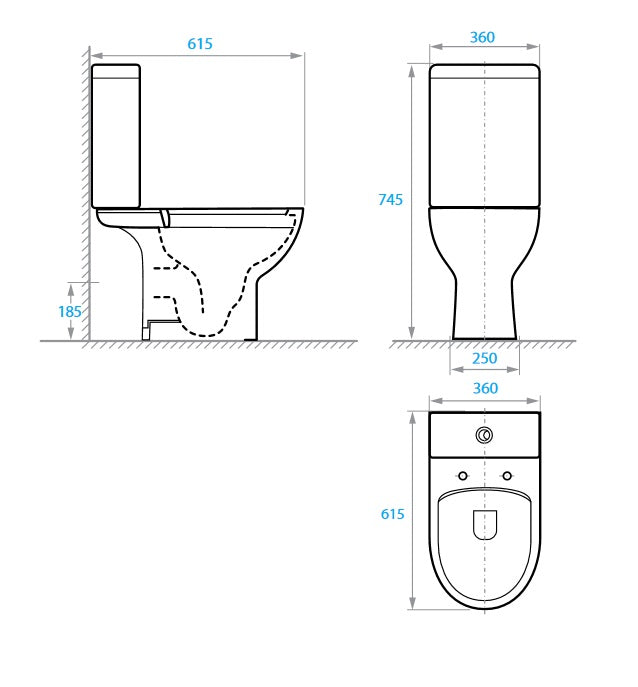 Edge New Compact: floor-standing toilet with Soft-close seat + cistern (PRO)