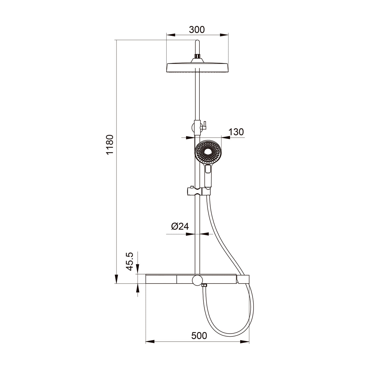 Orion Pro shower system with thermostat, chrome