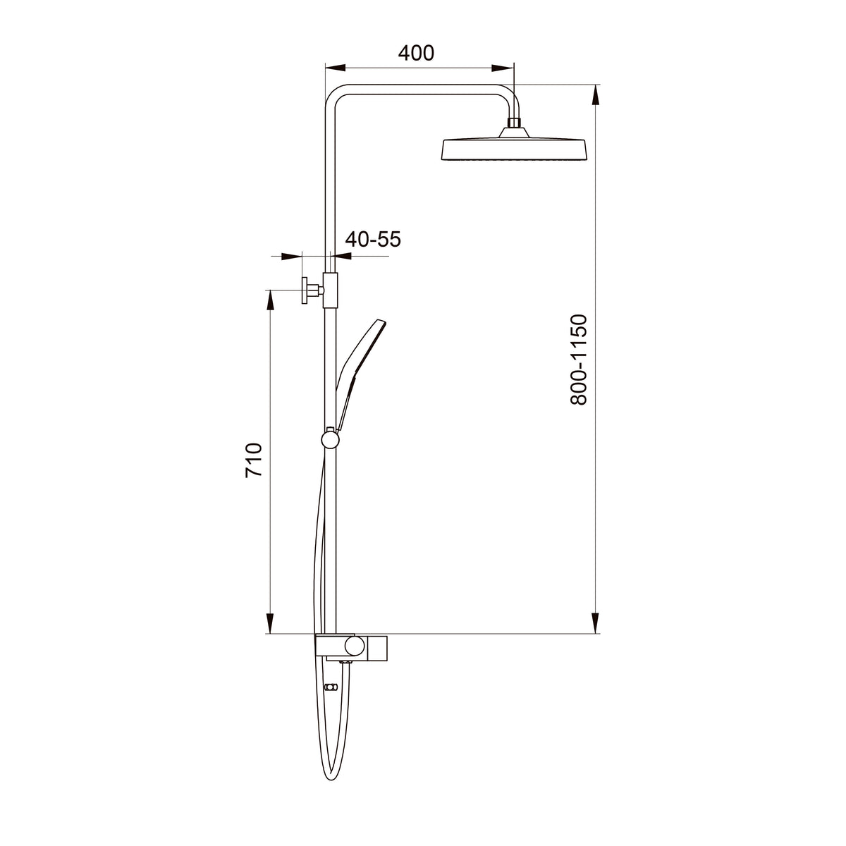 Orion Pro shower system with thermostat, chrome