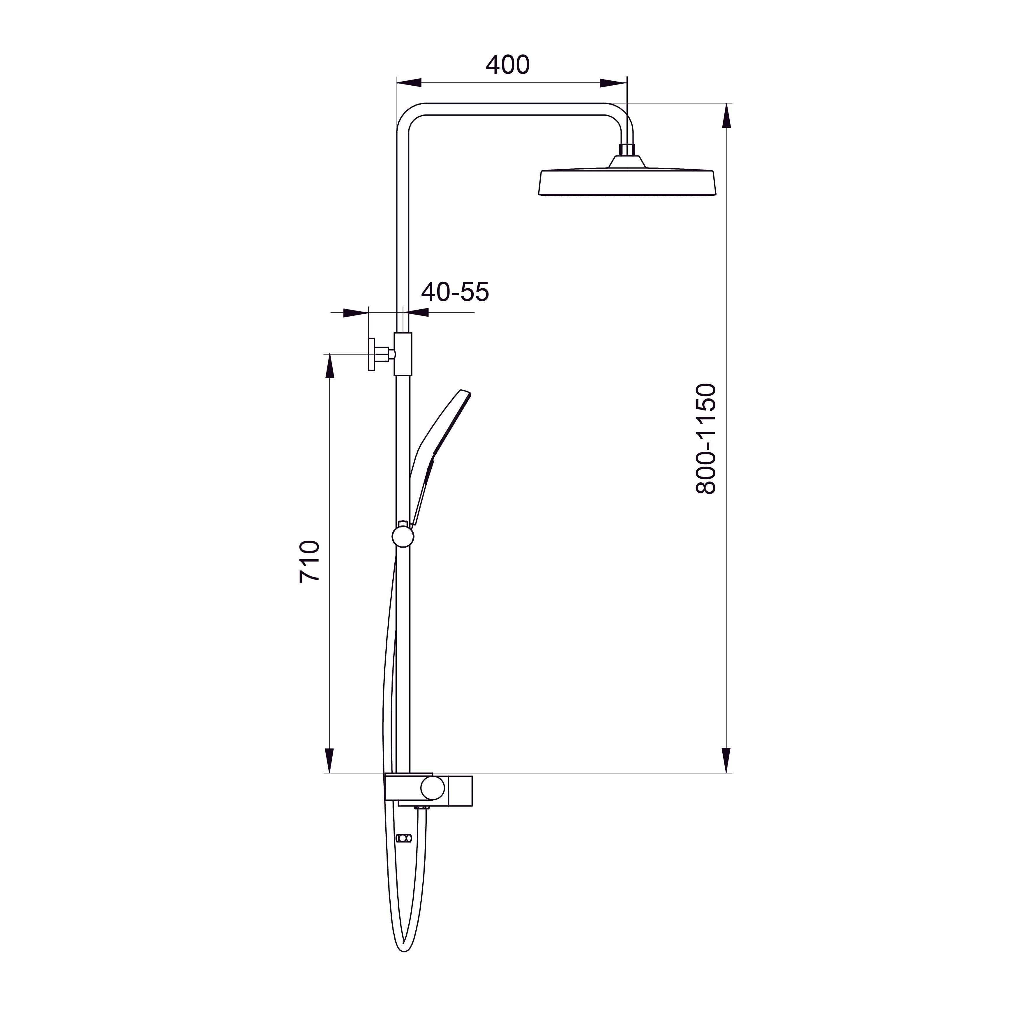 Orion Pro shower system with thermostat, chrome