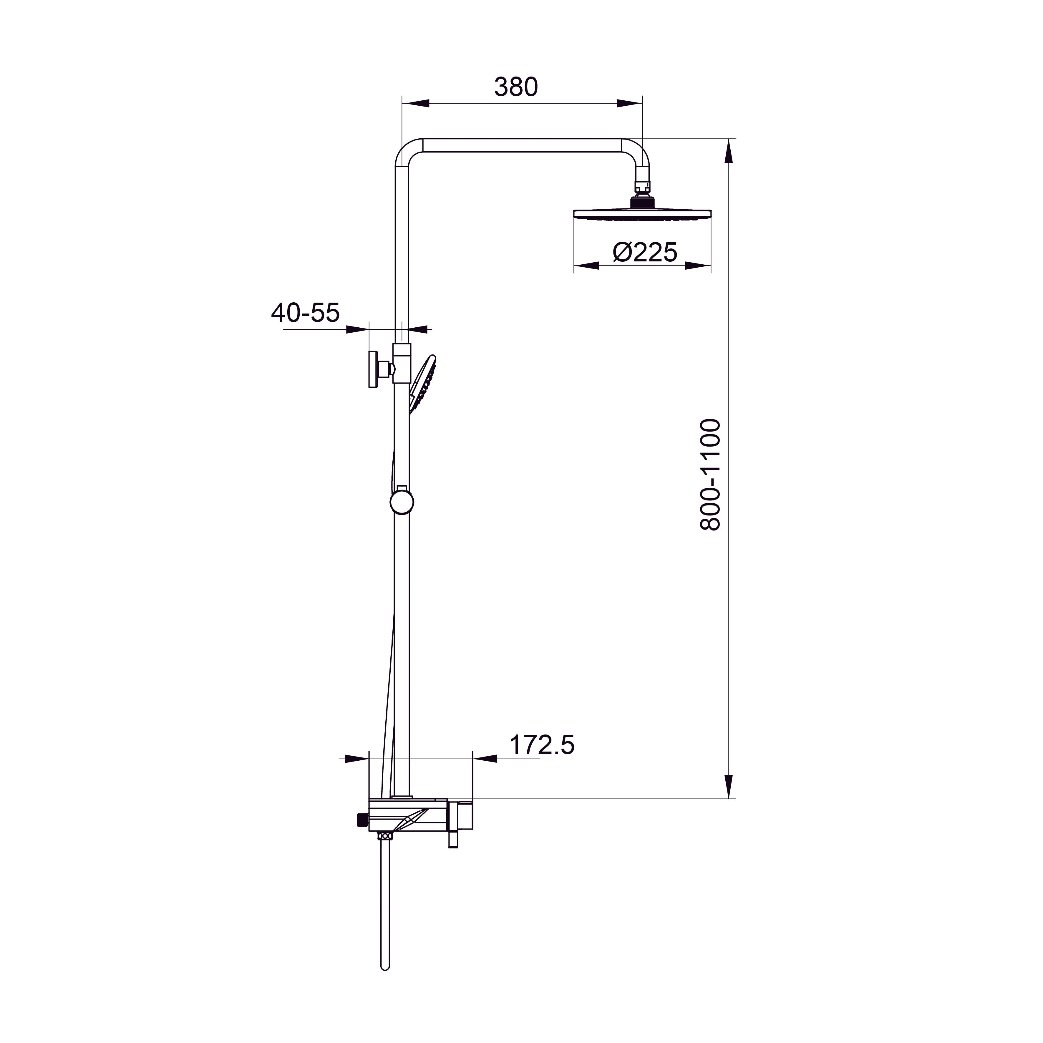 Trend New shower system with thermostat, matt black