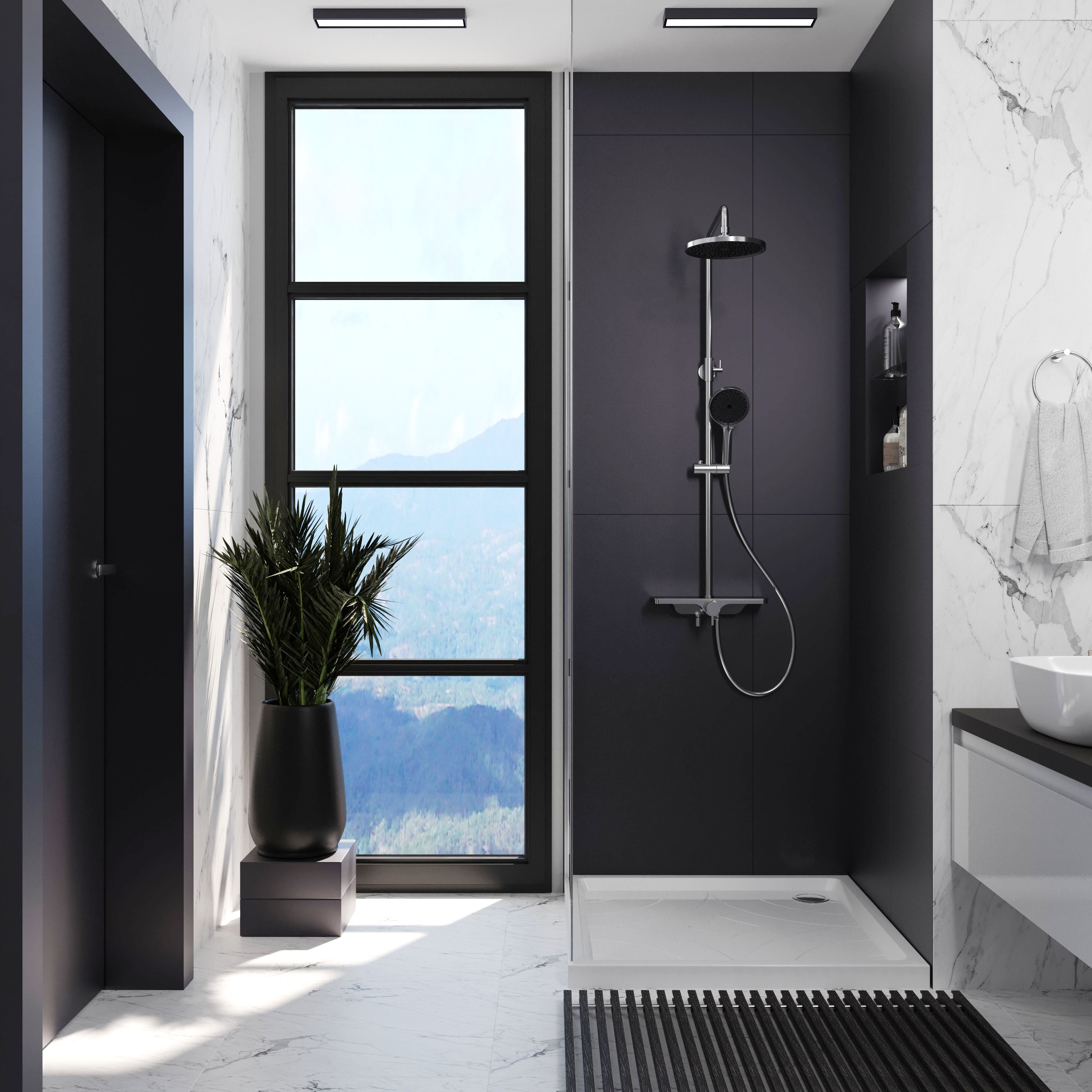 Trend New shower system with thermostat, Chrome